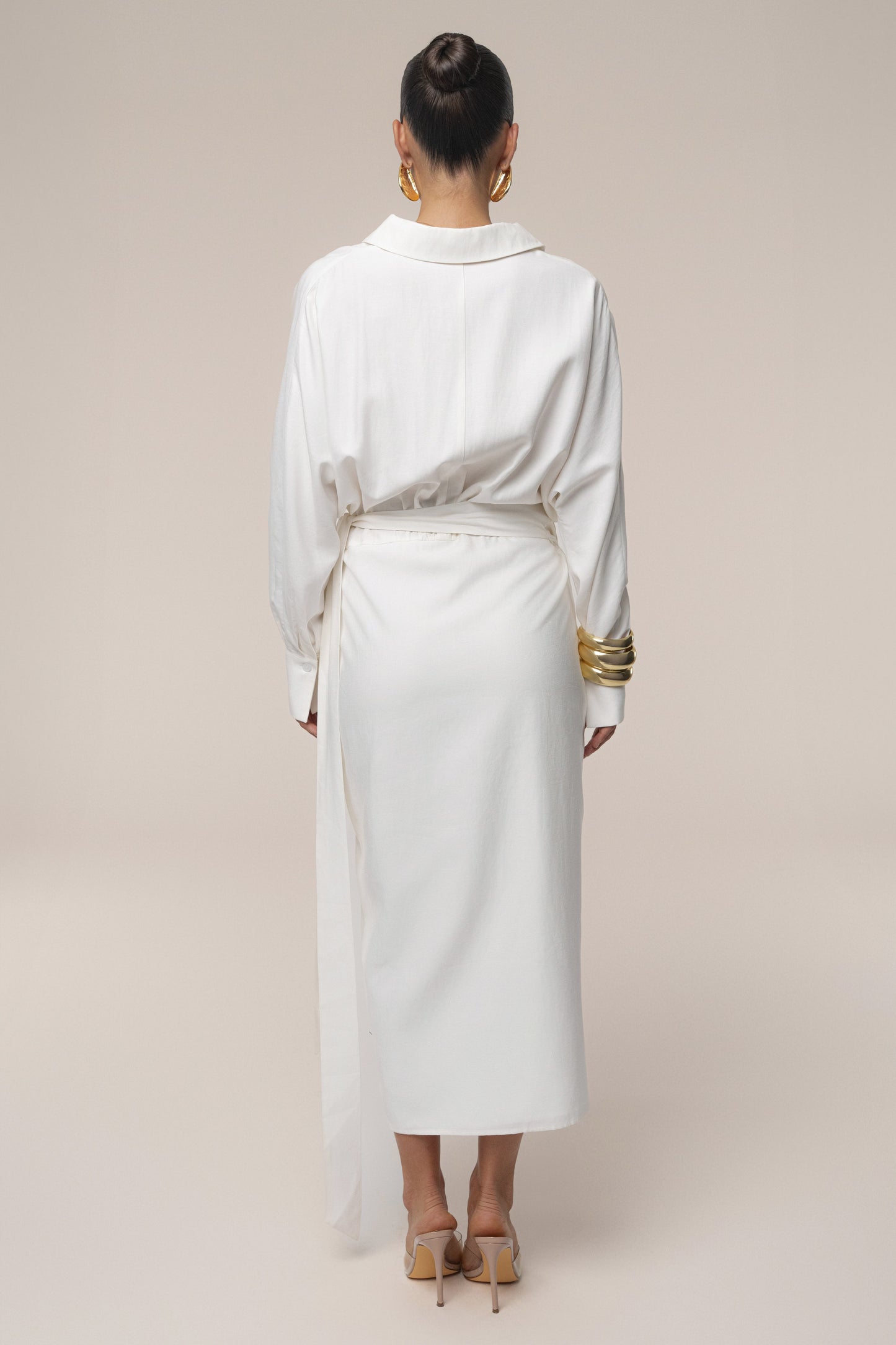 Ivory Skyline Wrap Midi Dress