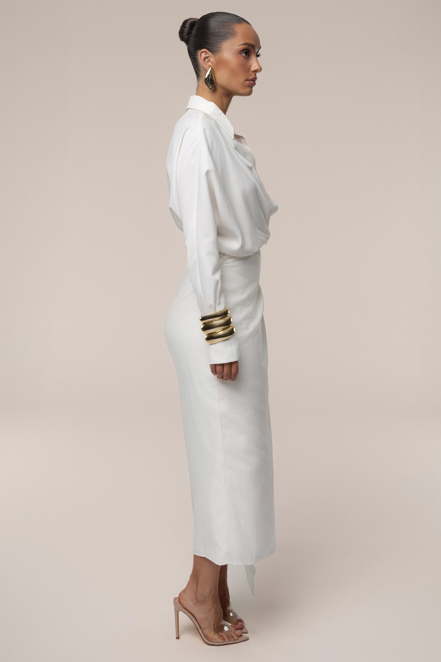 Ivory Skyline Wrap Midi Dress
