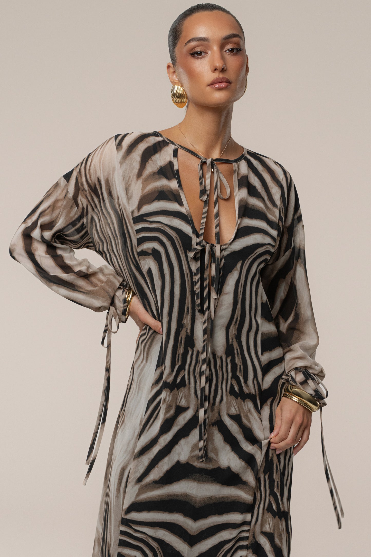 Brown Zebra Print New Vista Maxi Dress