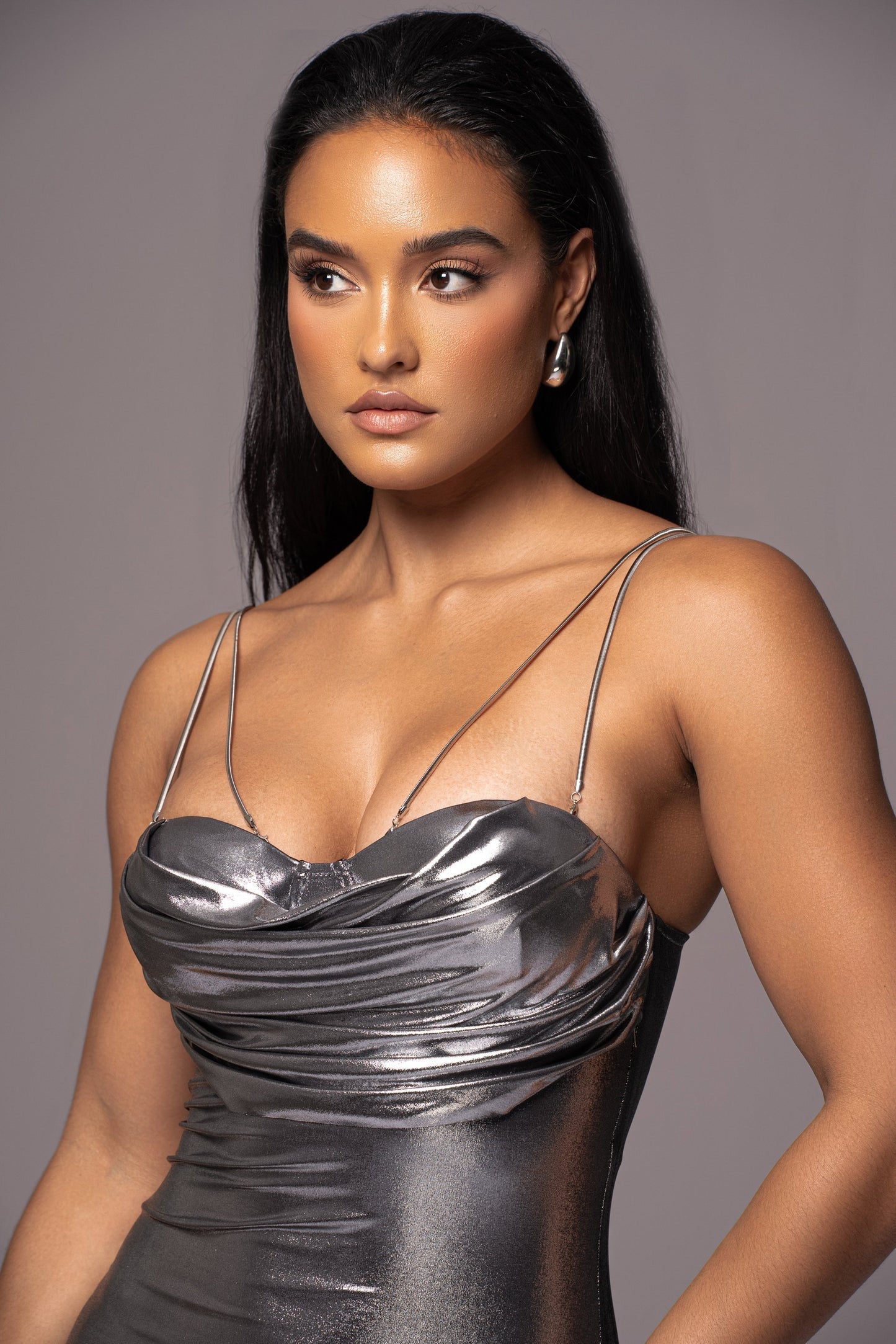 Silver Visions Of You Midi Dress