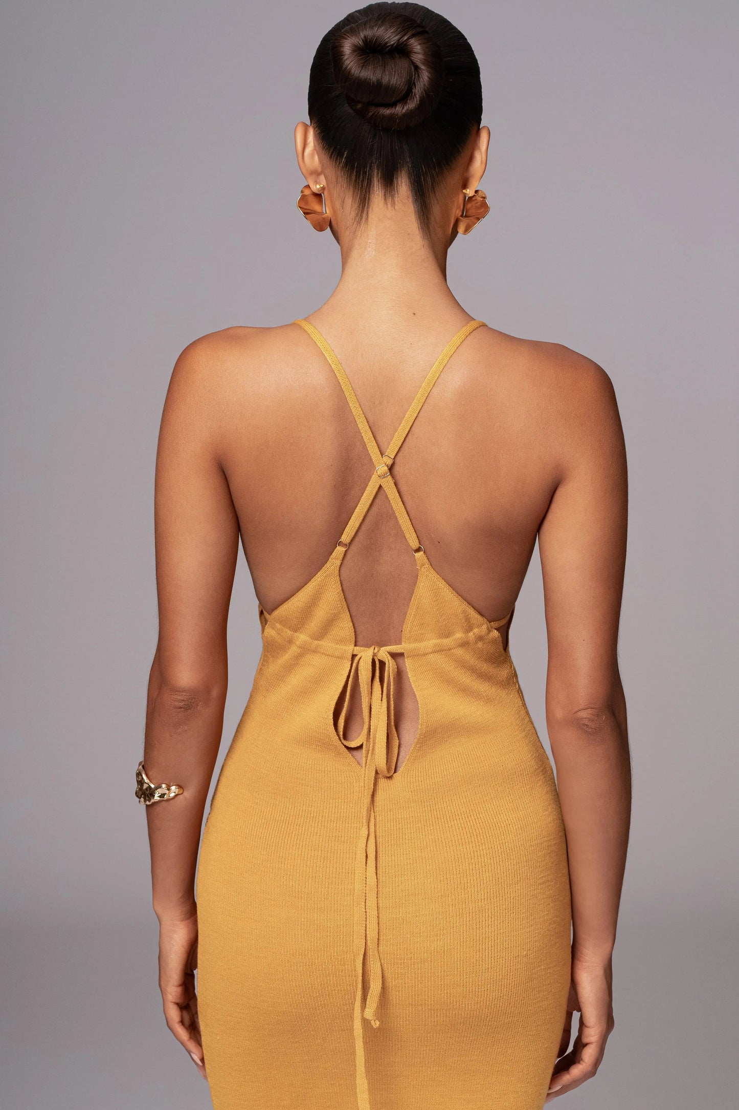 Yellow Sun Rays Knit Maxi Dress