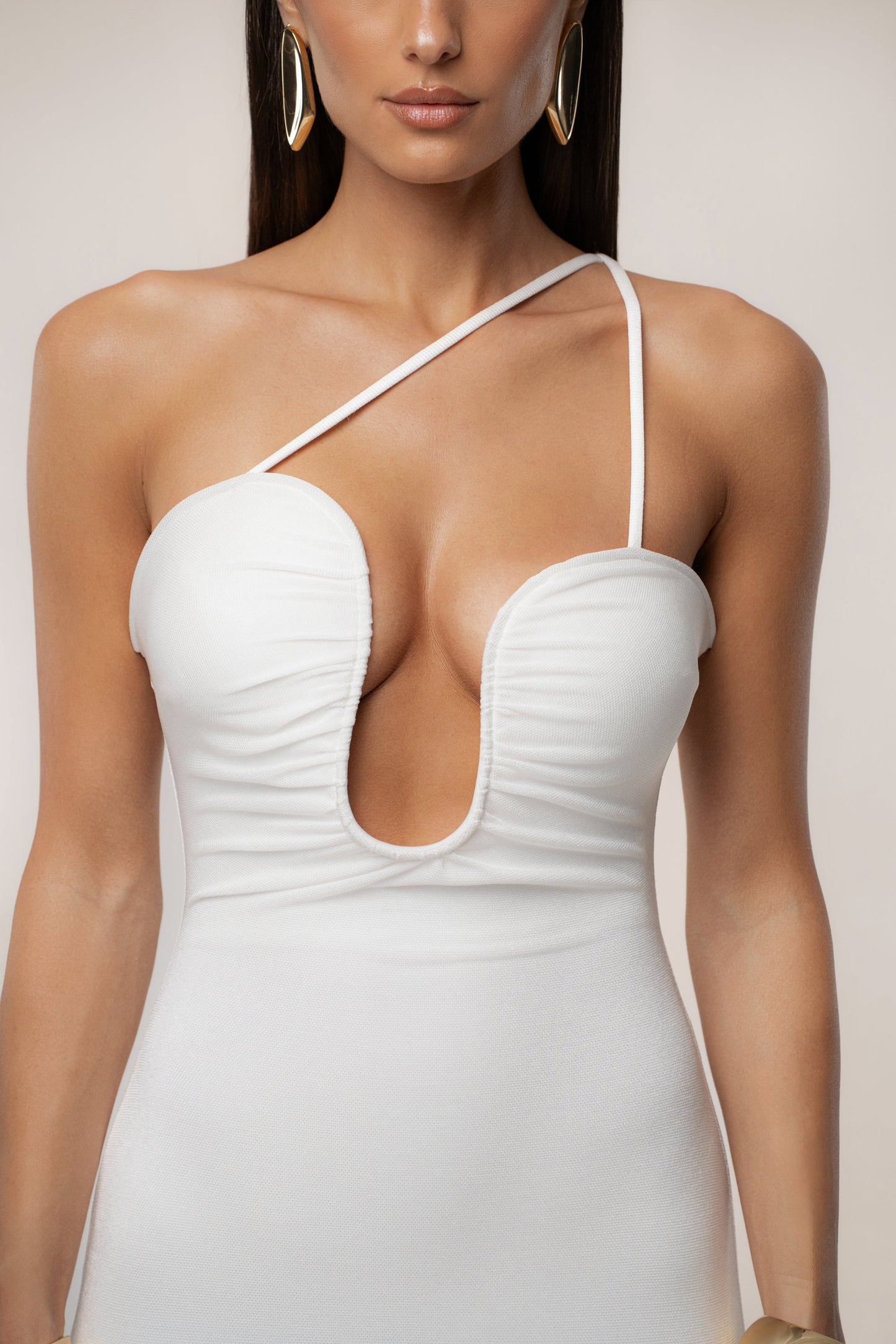 White Eclipse Plunge Neck Dress