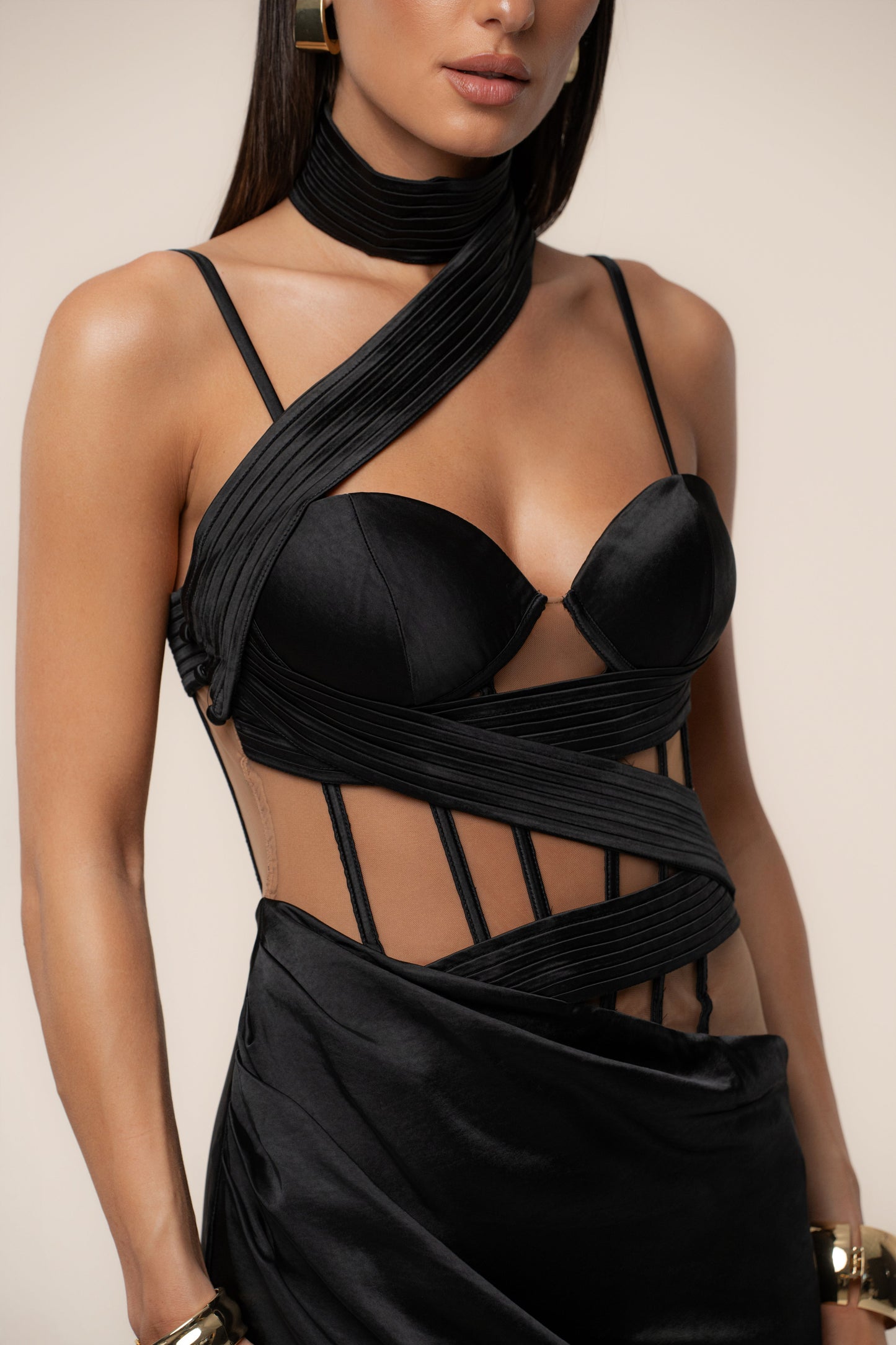 Black Golden Hour Corset Maxi Dress