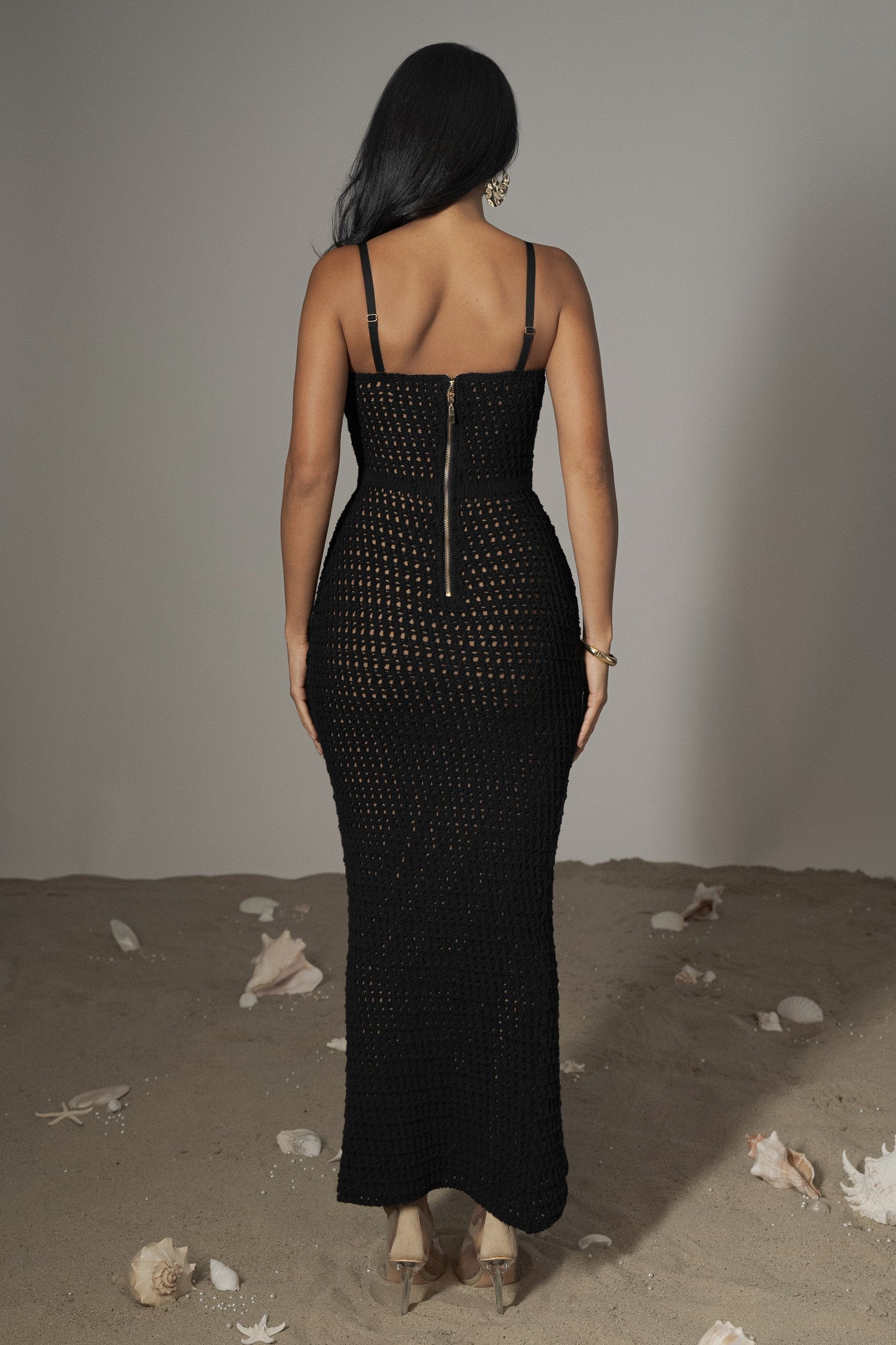 Black Deep Sea Crochet Maxi Dress