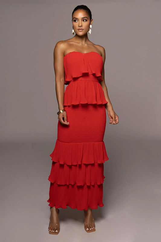 Red Casa Blanca Ruffle Dress