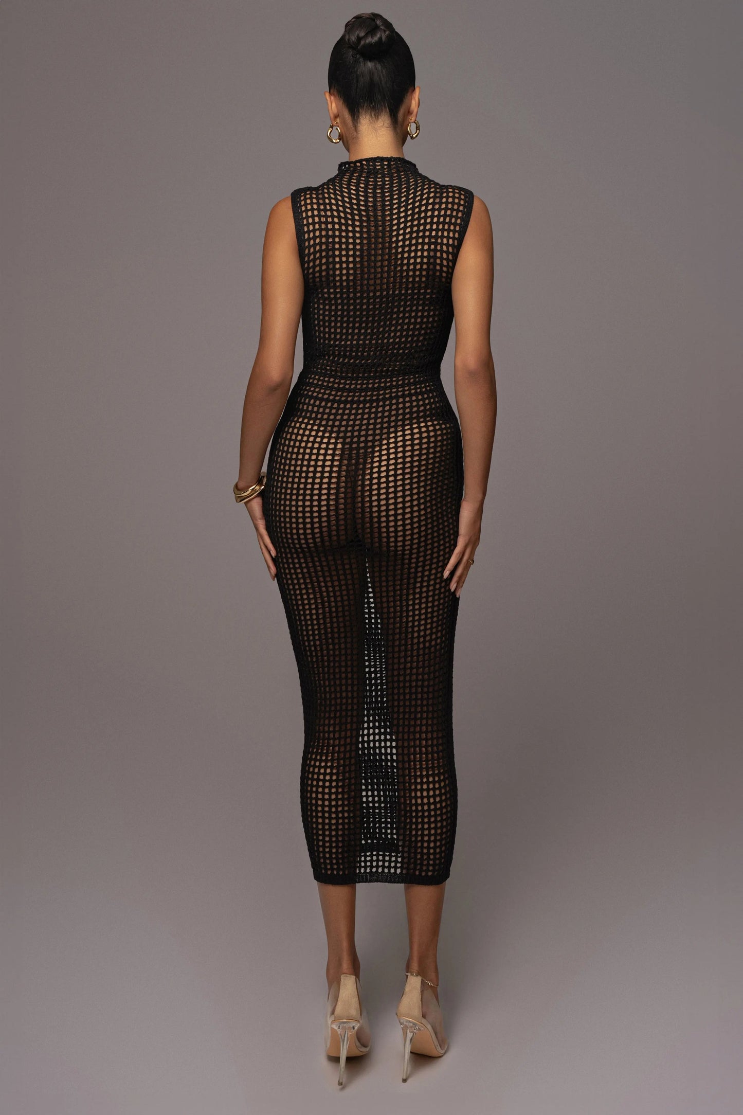 Black Pacific Tides Crochet Maxi Dress