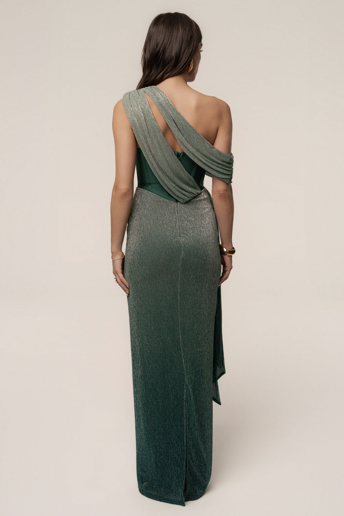 Green Celestina Draped Maxi Dress