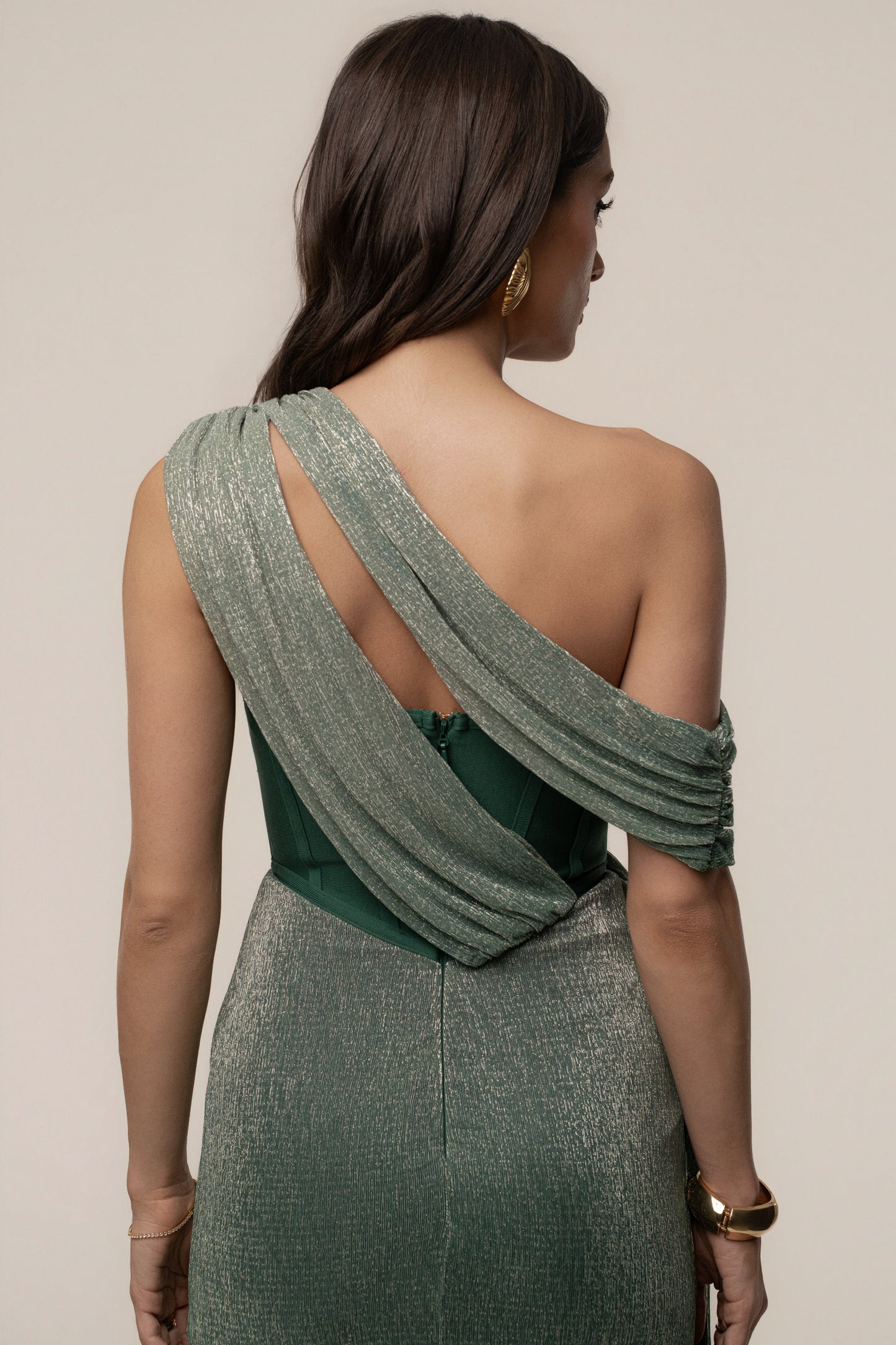 Green Celestina Draped Maxi Dress