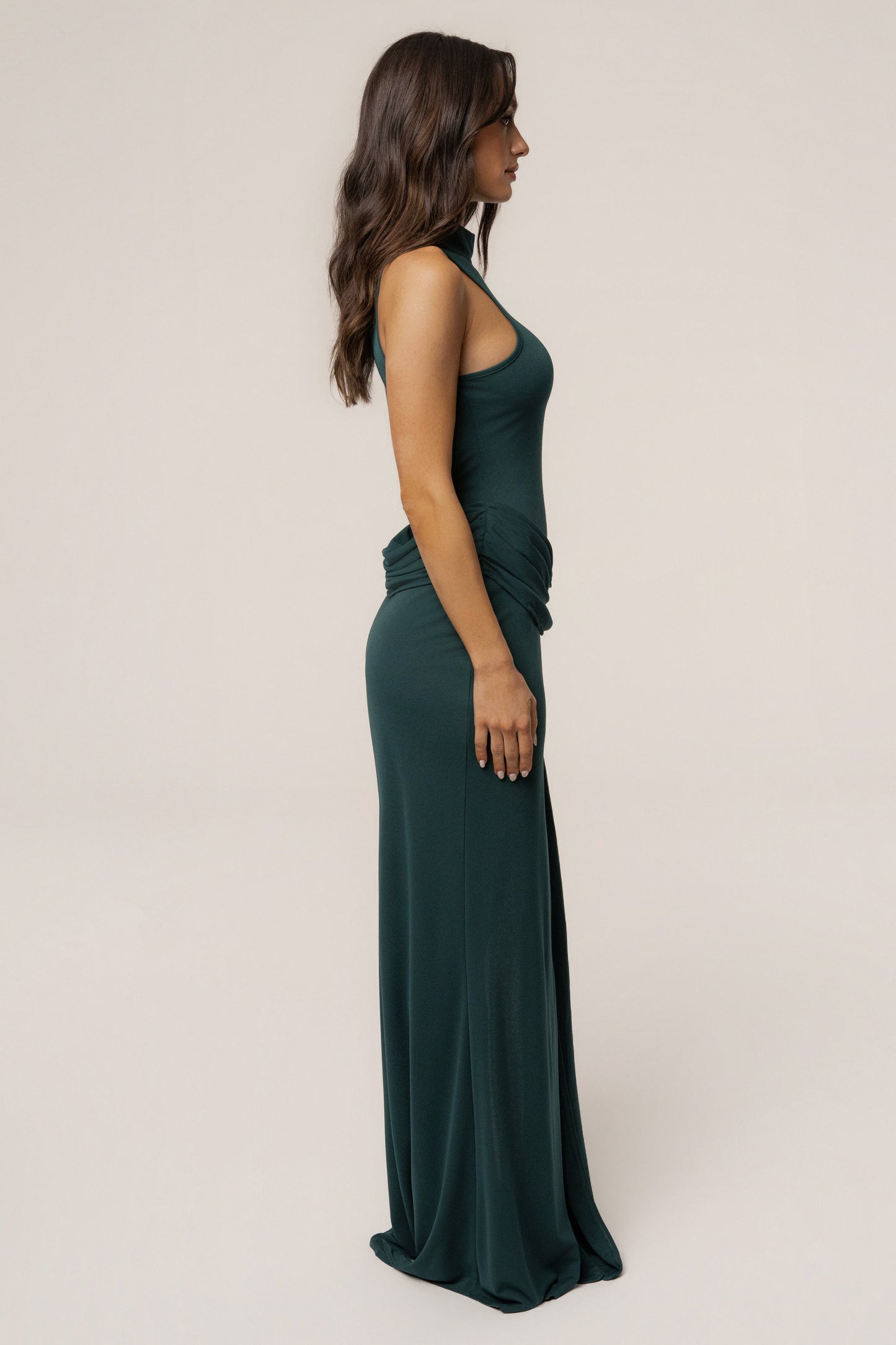 Green Dynasty Slit Maxi Dress