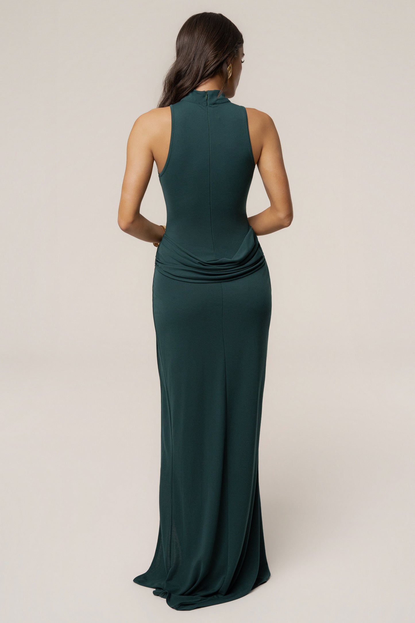 Green Dynasty Slit Maxi Dress