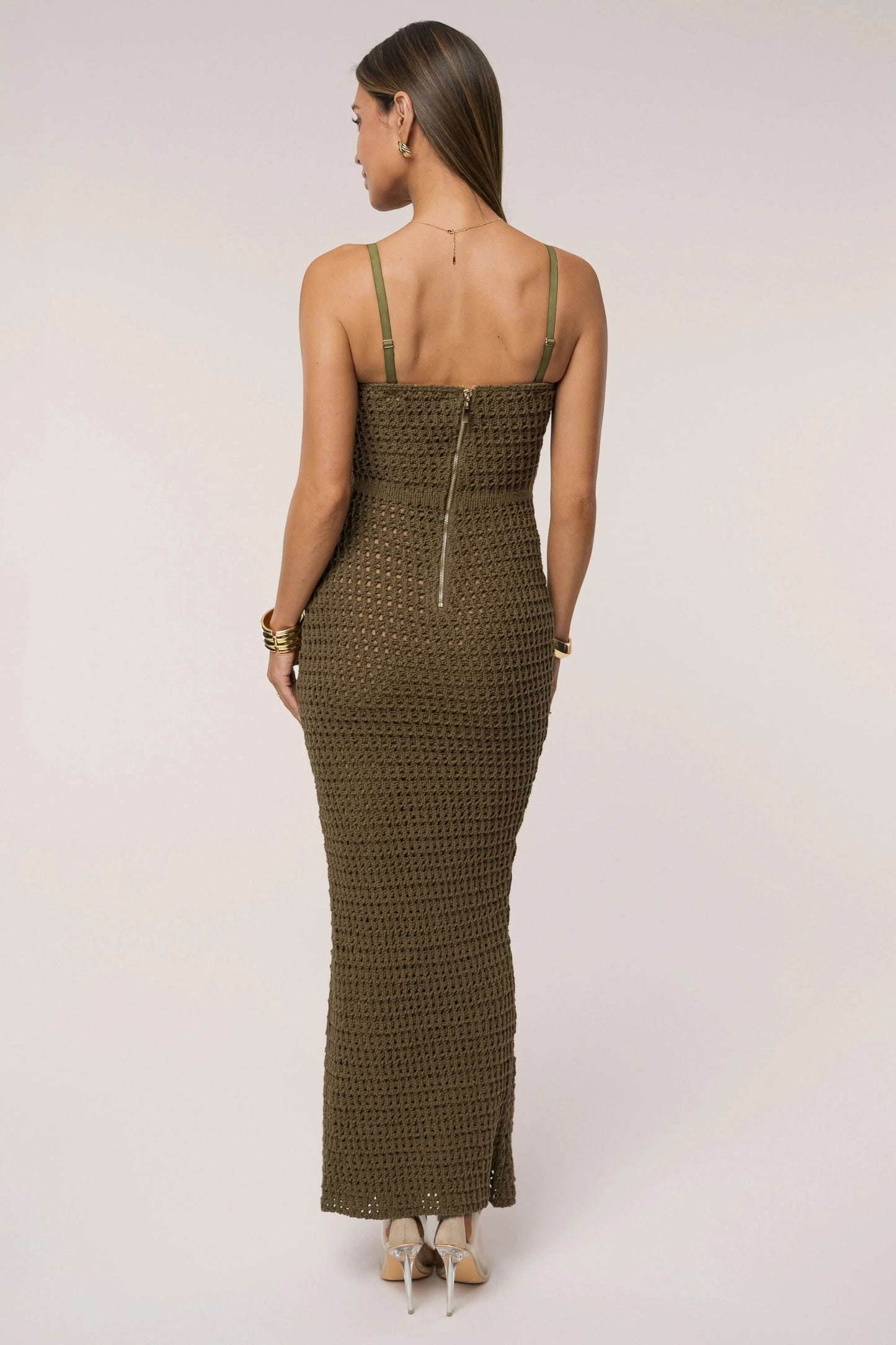 Olive Deep Sea Crochet Maxi Dress