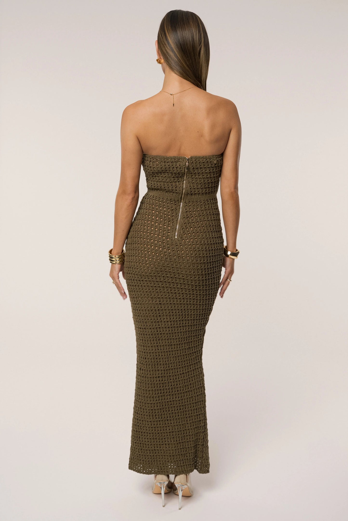 Olive Deep Sea Crochet Maxi Dress