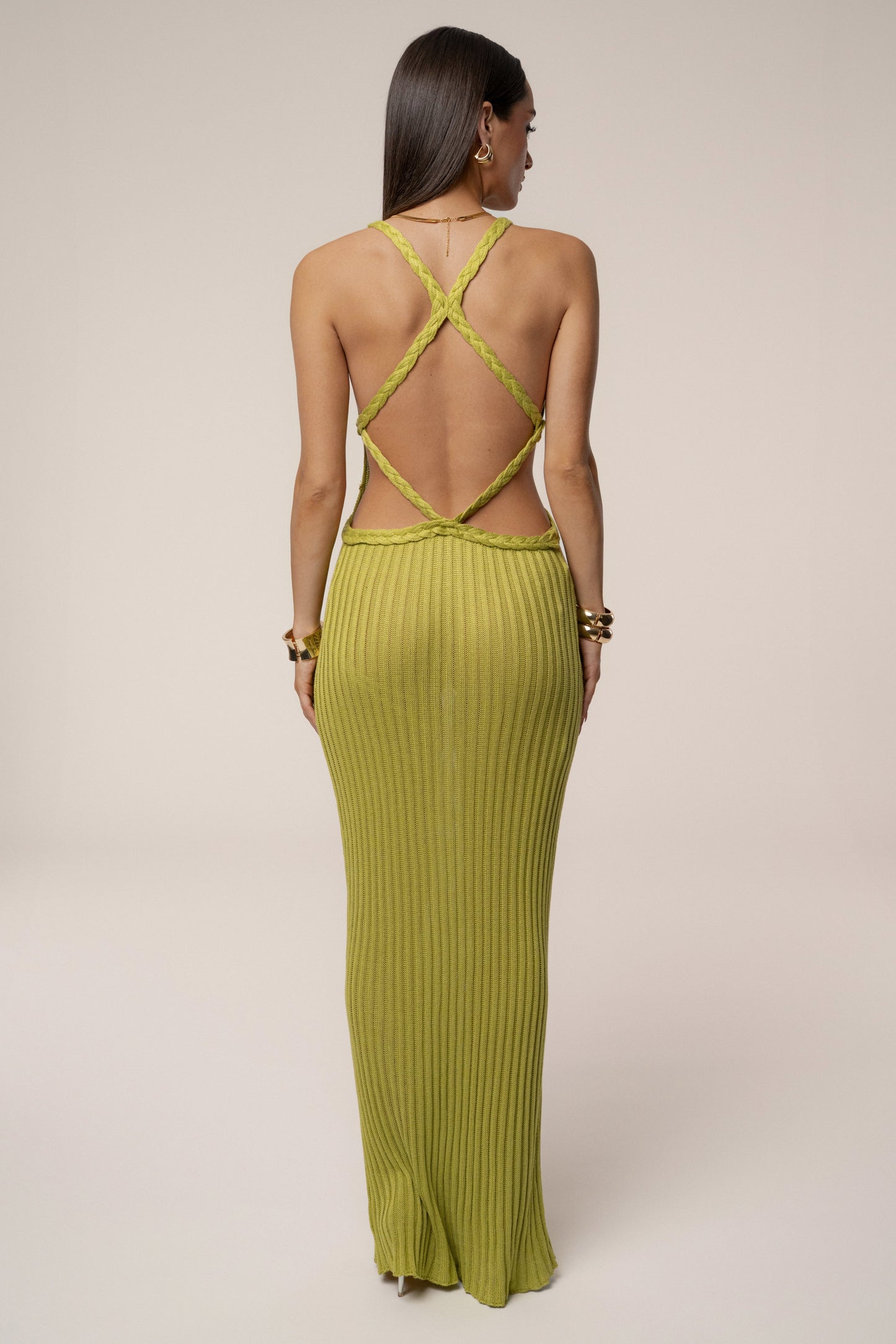 Lime Drift And Dream Braided Maxi Dress