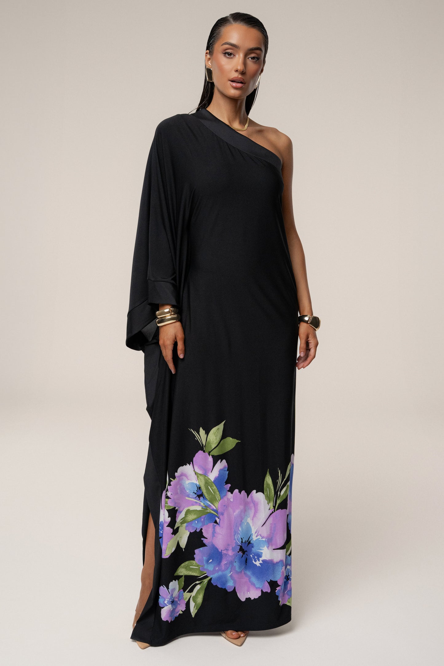 Black Floral Petals And Passion Maxi Dress