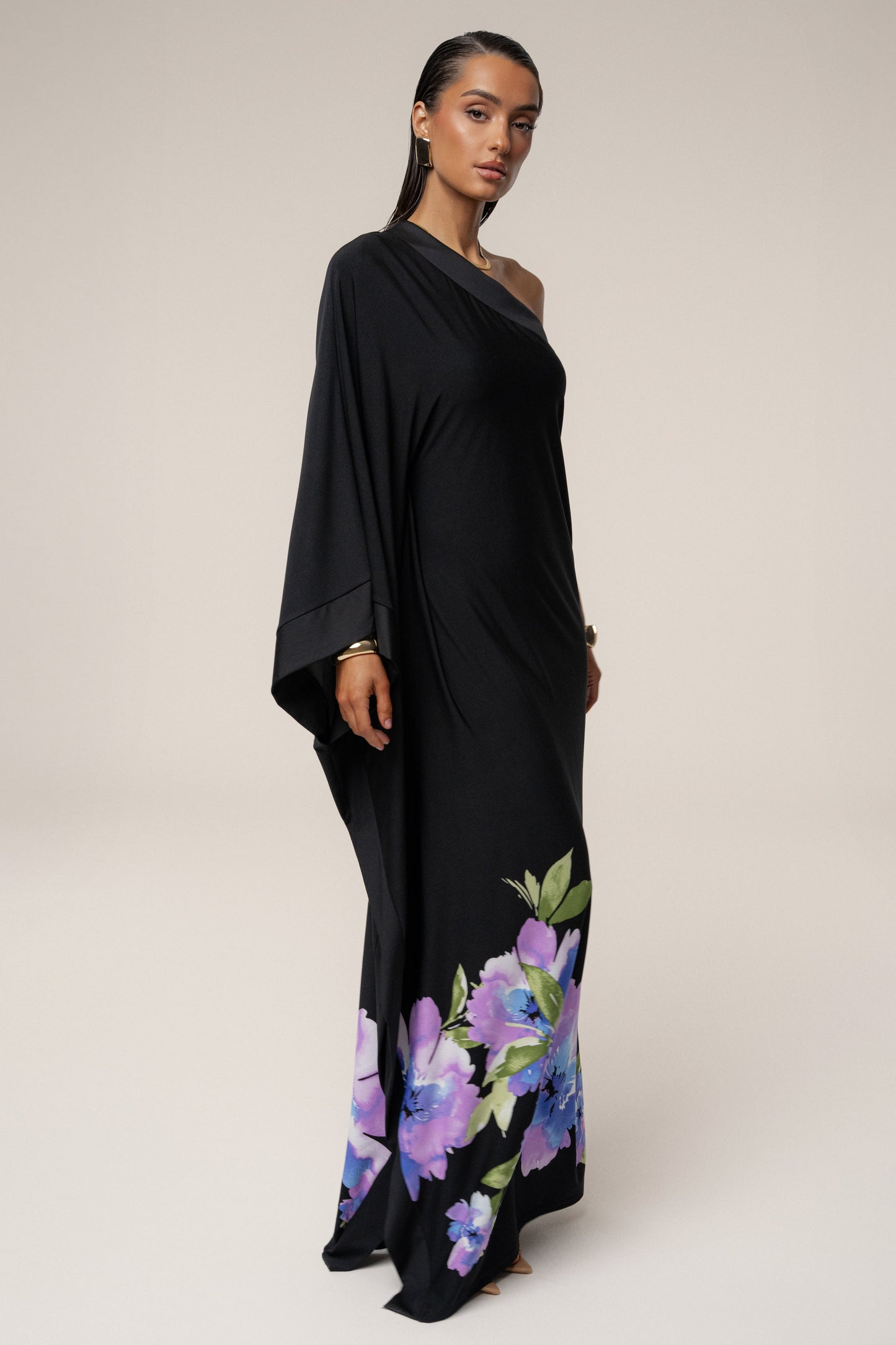 Black Floral Petals And Passion Maxi Dress