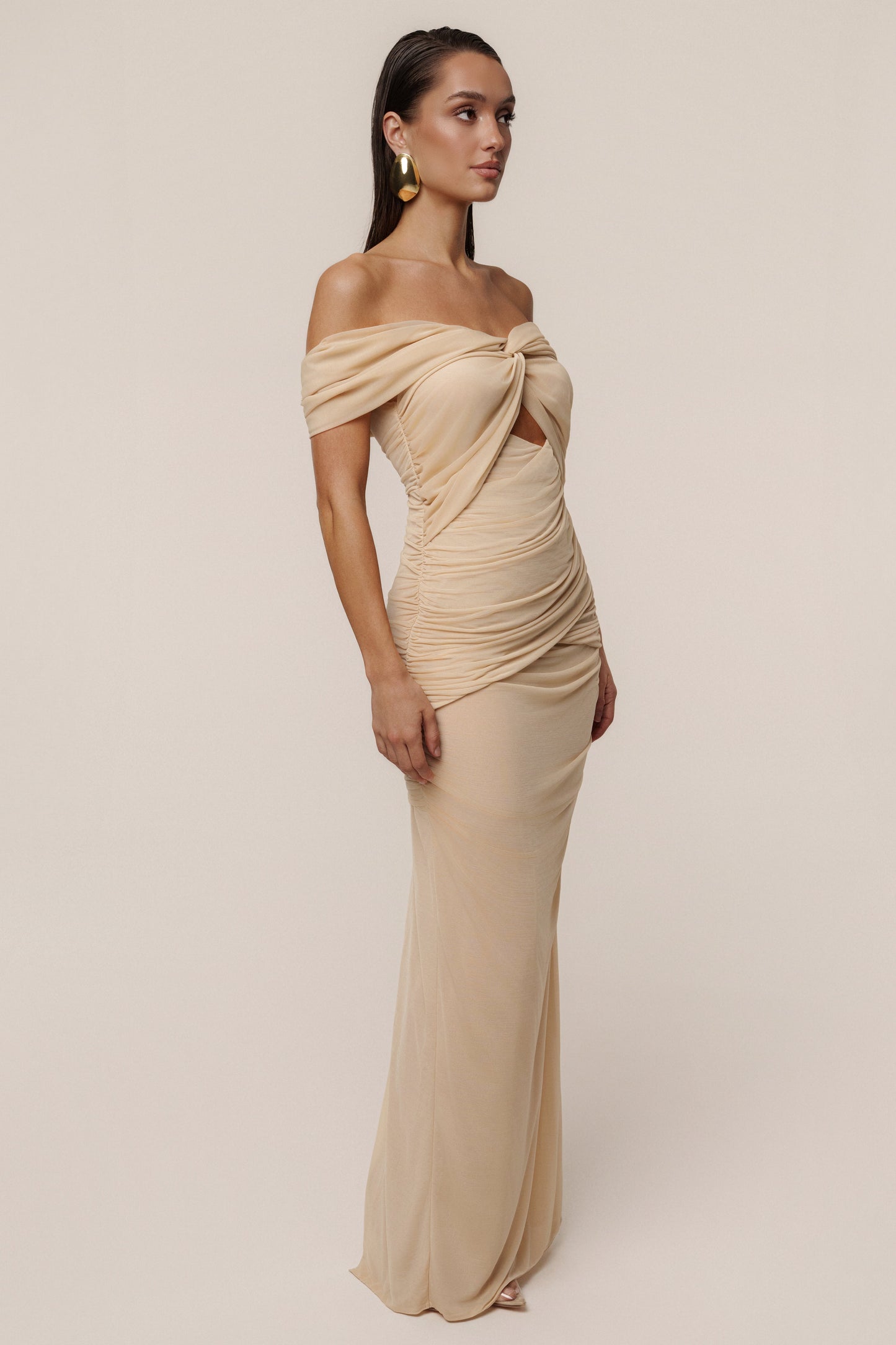 Ivory Alessandra Off Shoulder Maxi Dress