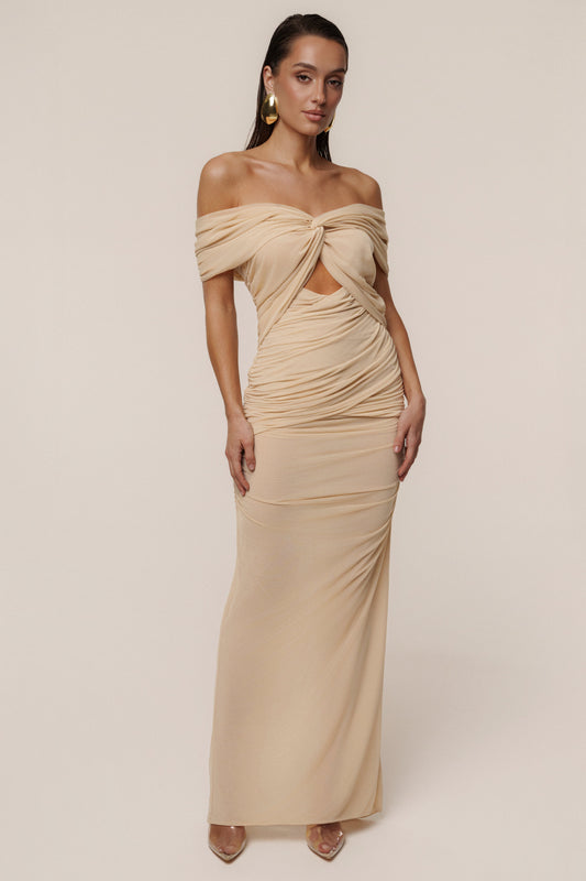 Ivory Alessandra Off Shoulder Maxi Dress