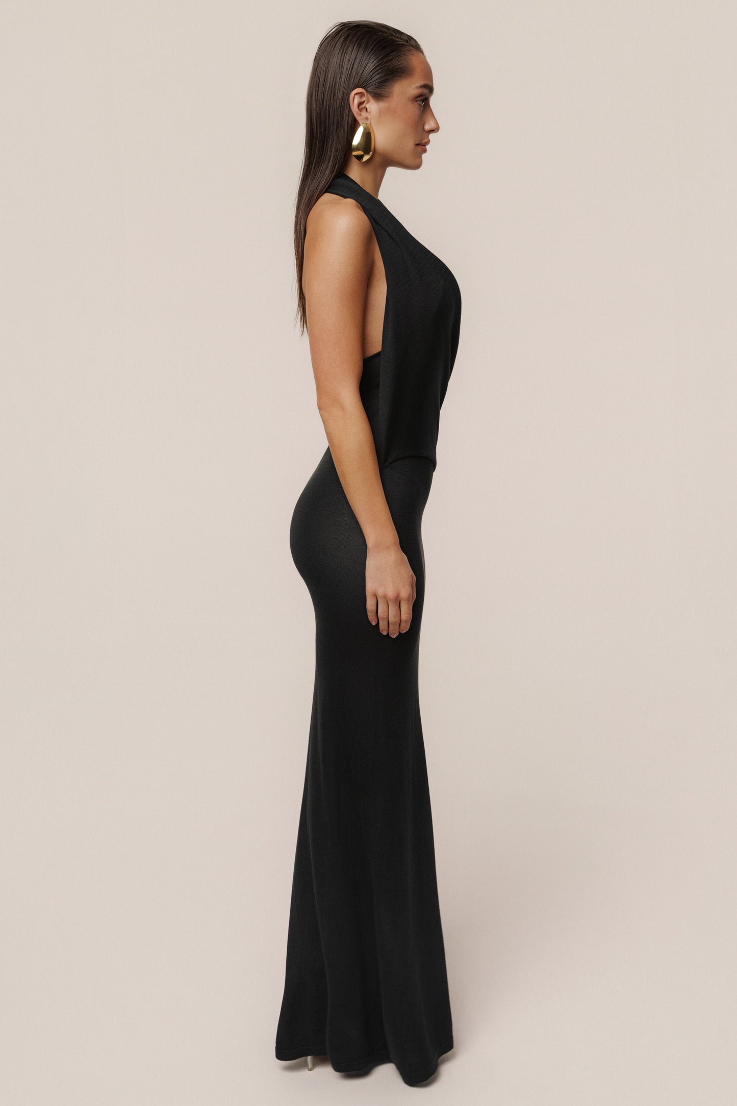 Black Miranda Draped Maxi Dress