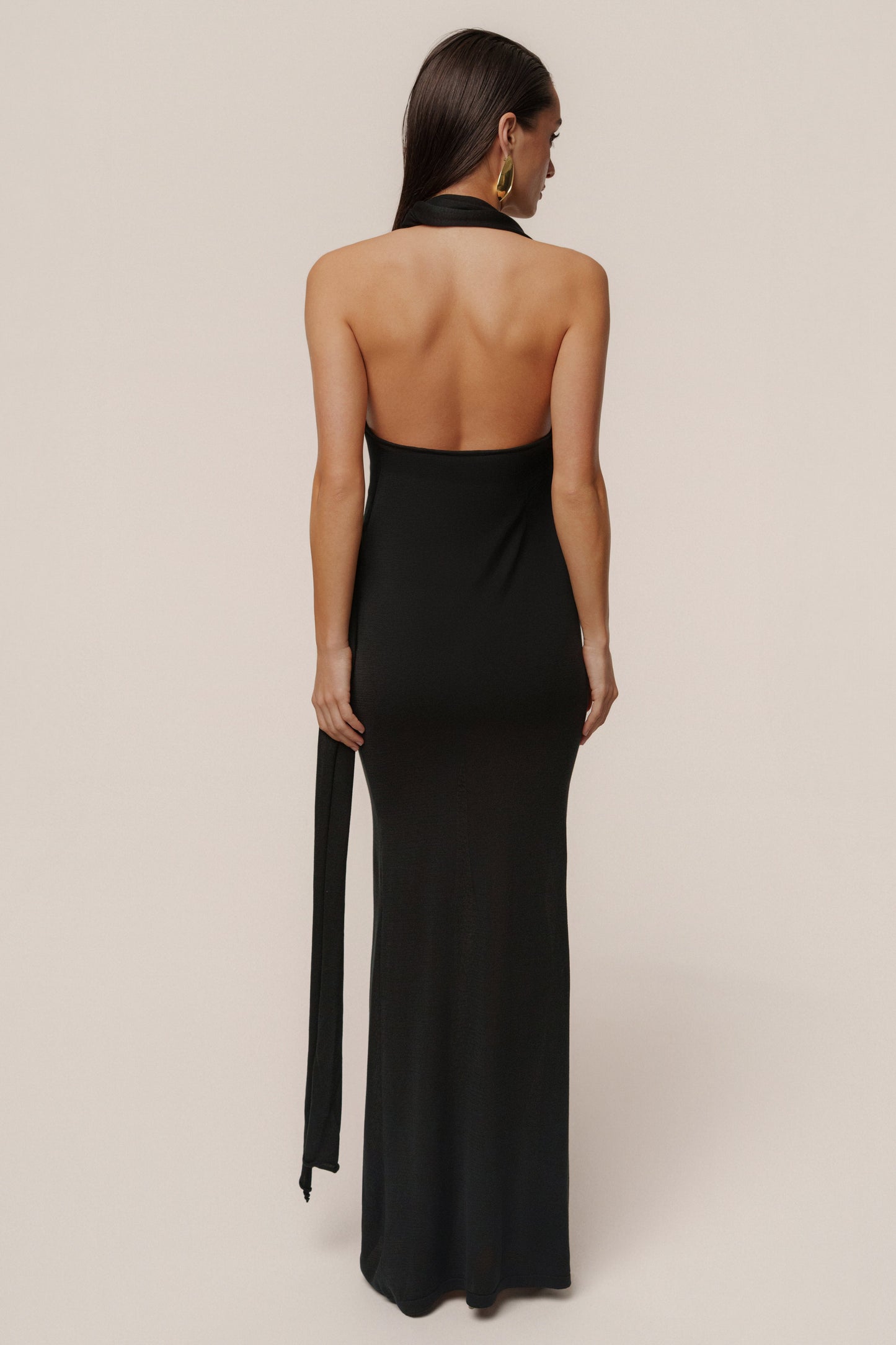 Black Miranda Draped Maxi Dress