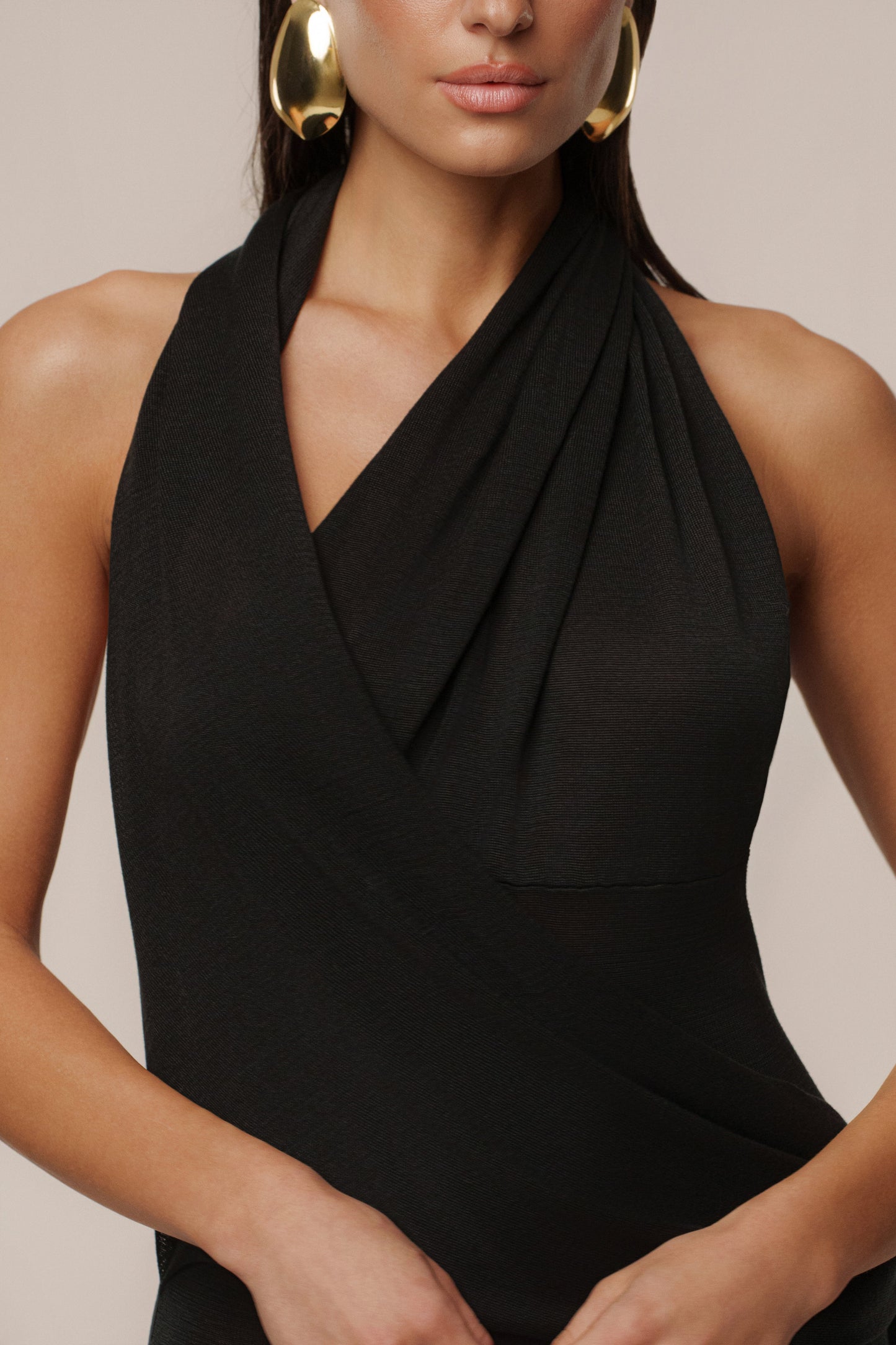 Black Miranda Draped Maxi Dress