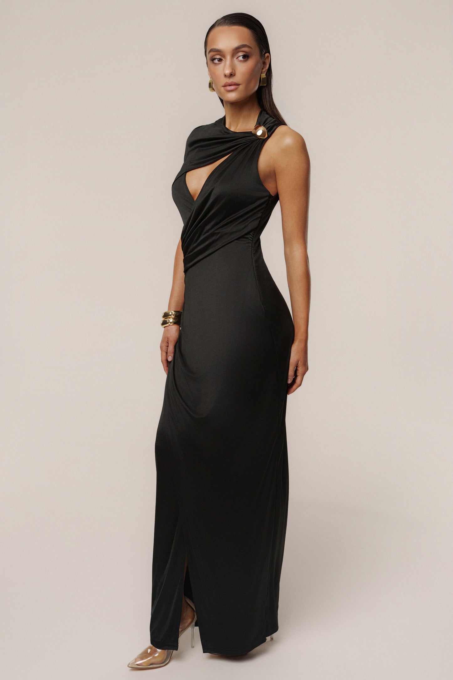 Black Enchanted Drape Maxi Dress