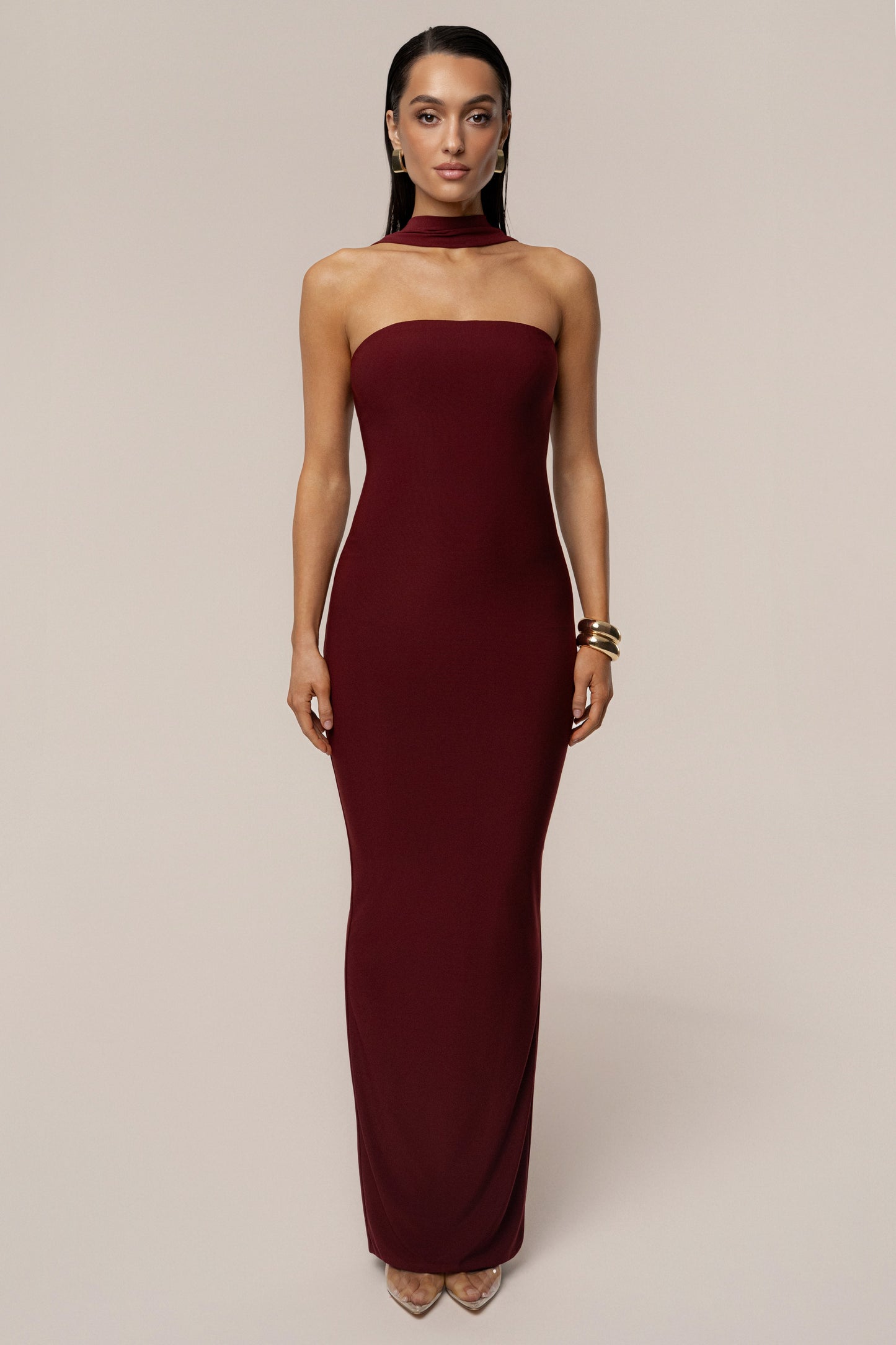 Burgundy Night Rose Maxi Dress