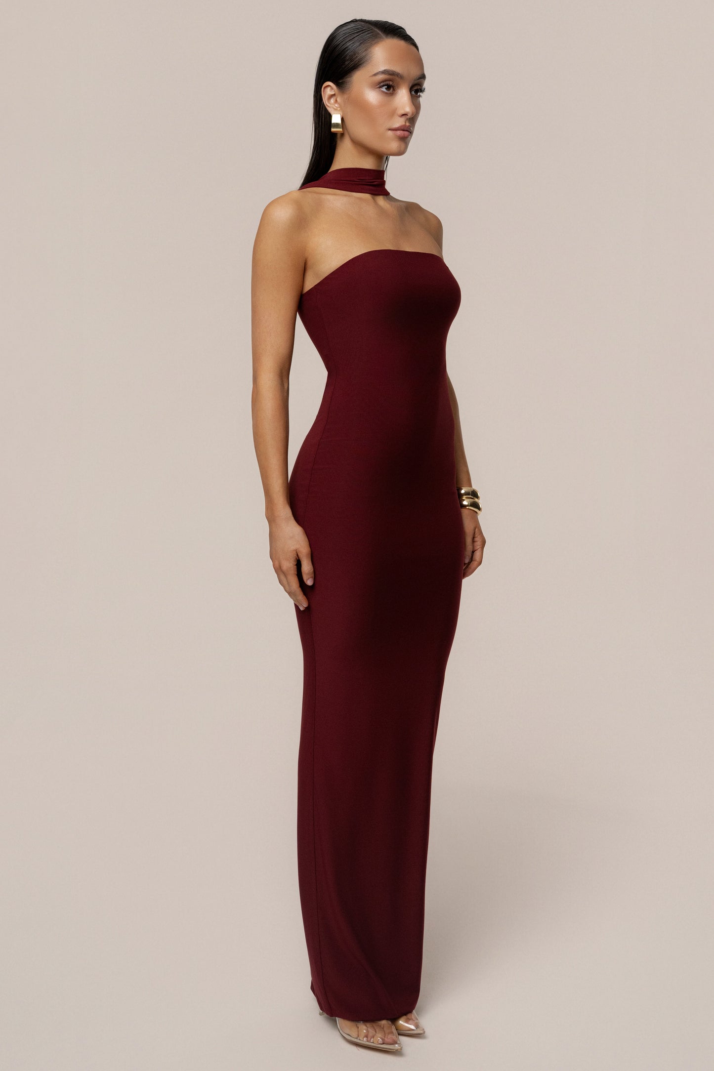 Burgundy Night Rose Maxi Dress