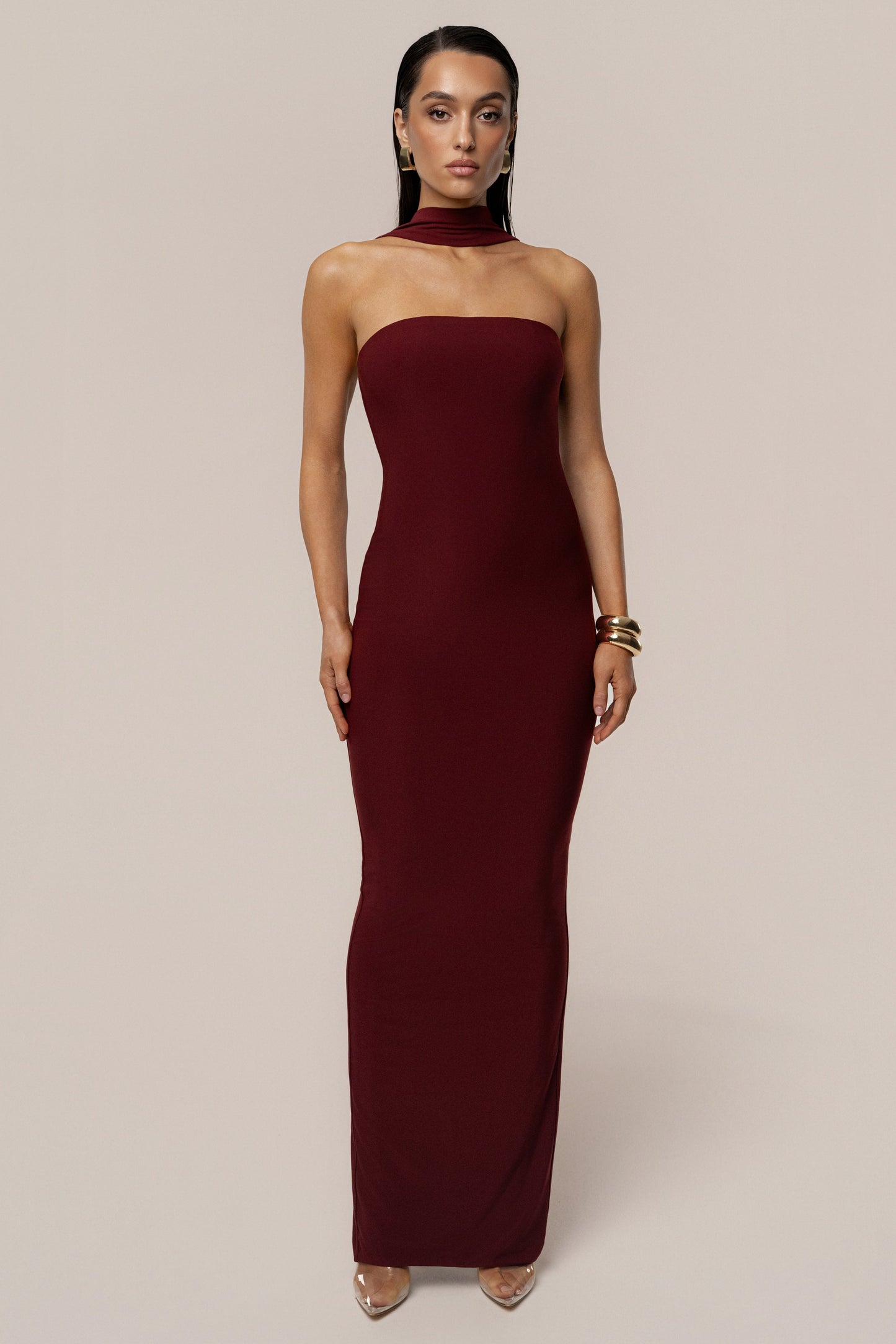 Burgundy Night Rose Maxi Dress