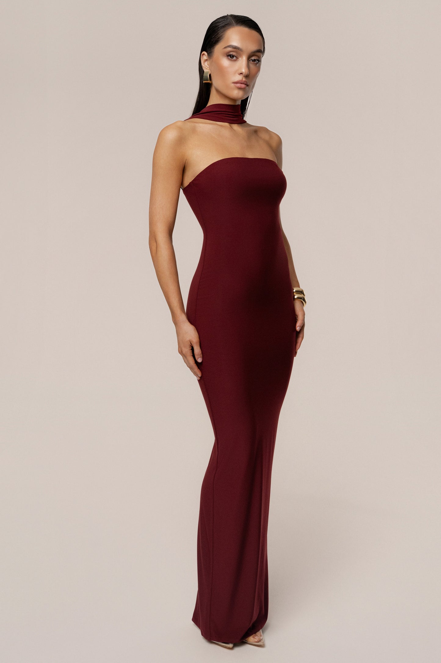 Burgundy Night Rose Maxi Dress