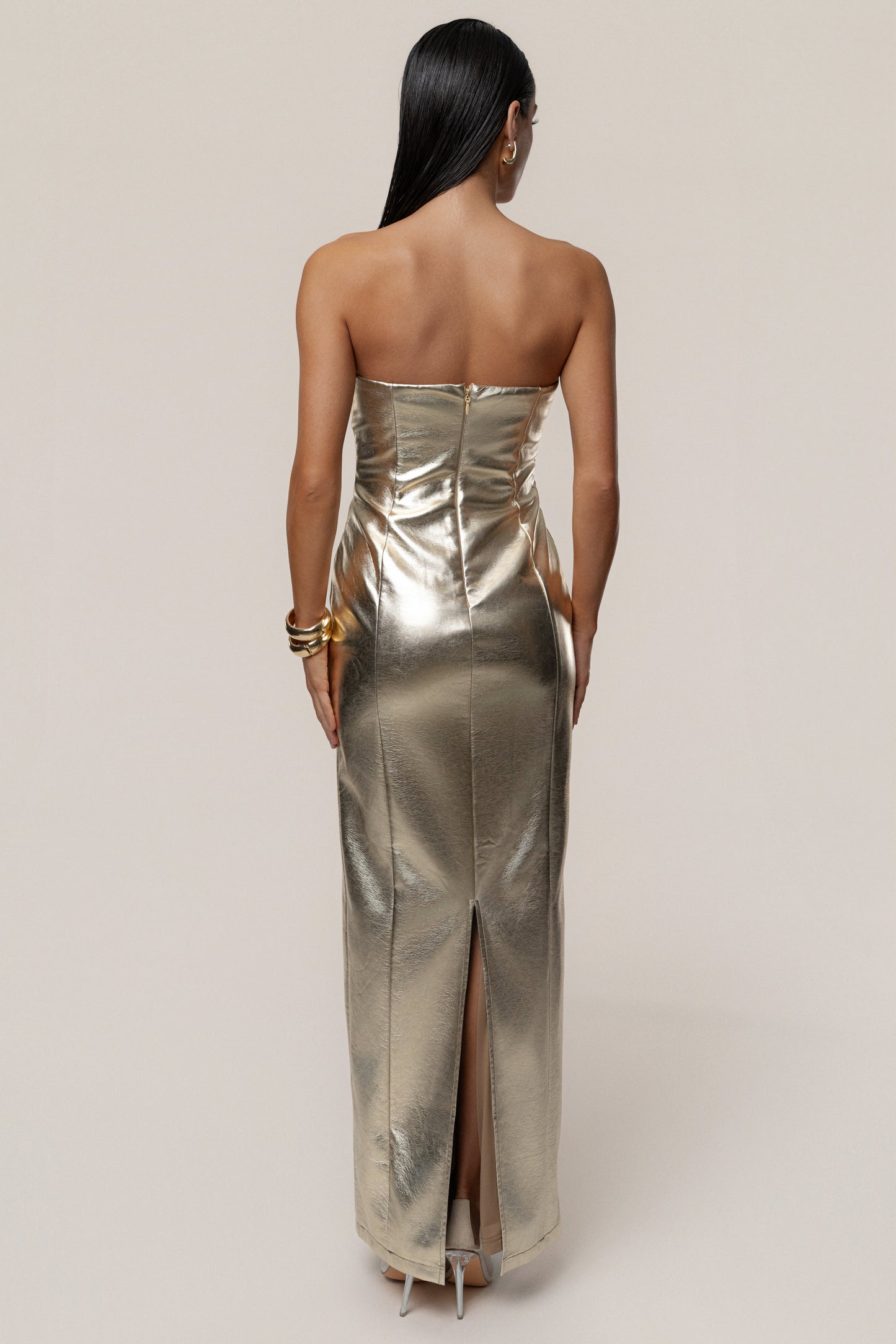 Gold Dorado Metallic Maxi Dress
