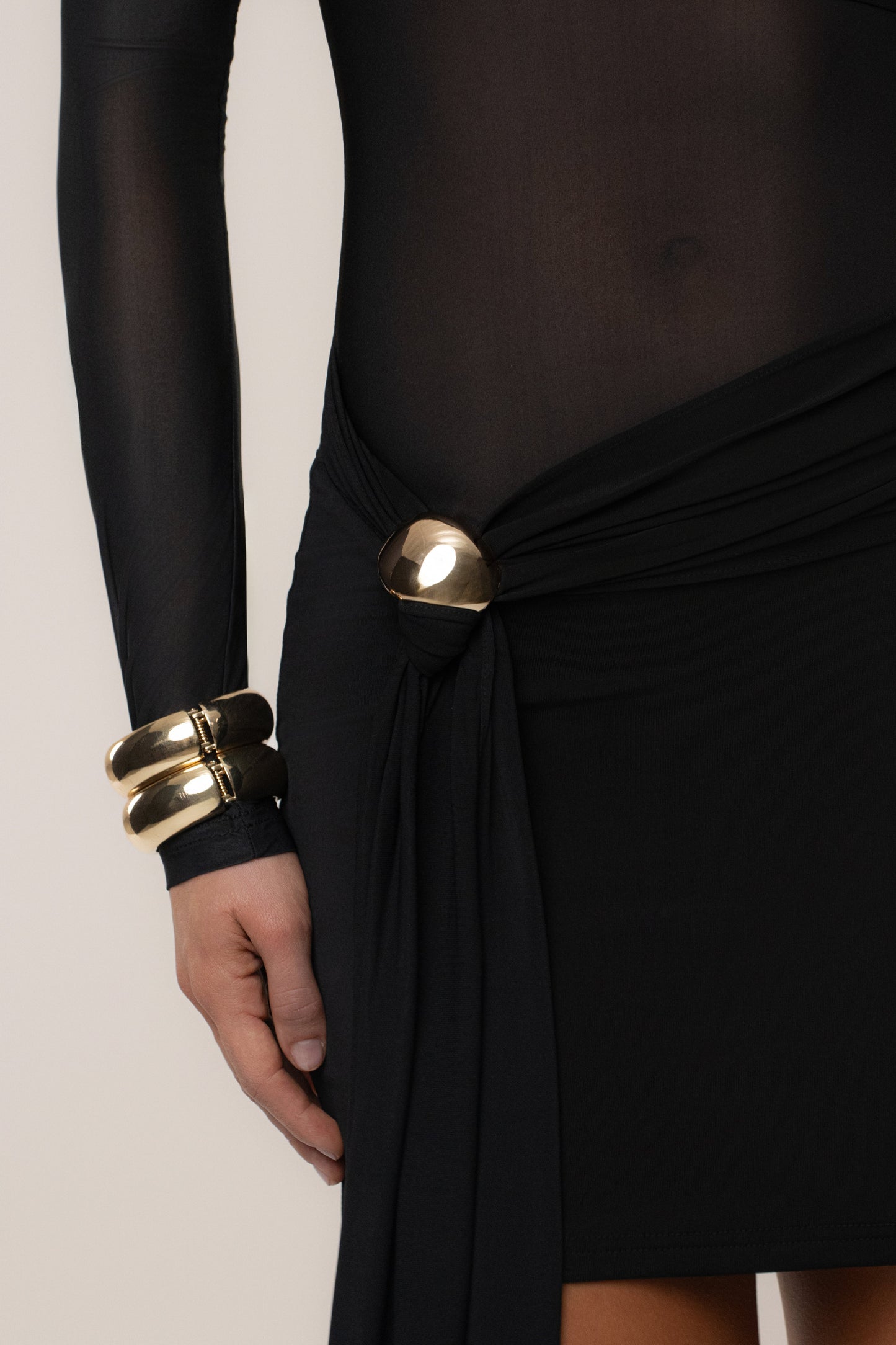 Black Glow State Drape Dress