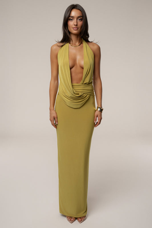 Moss Dawn Draped Maxi Dress
