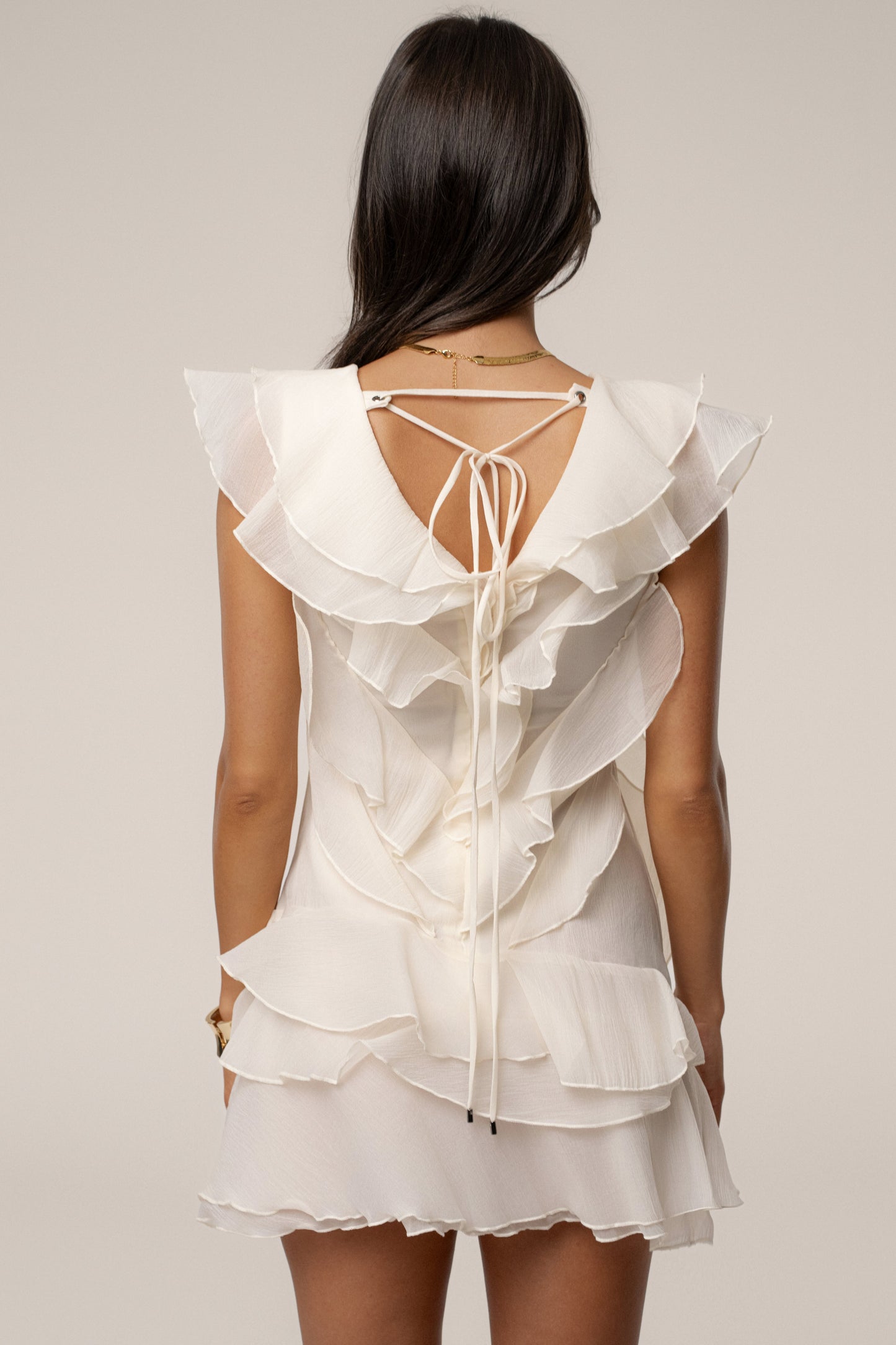 Ivory Dove Chiffon Mini Dress