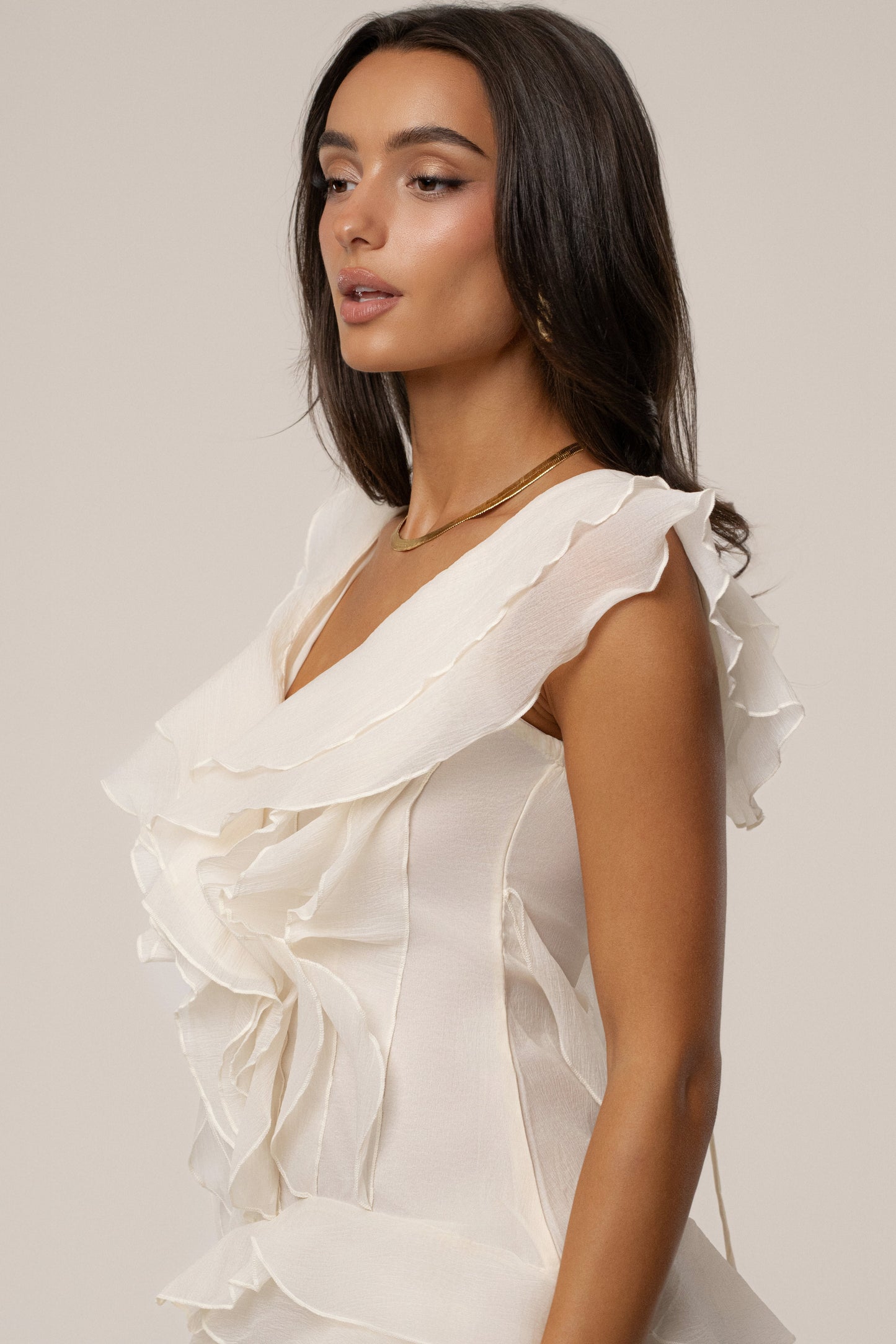 Ivory Dove Chiffon Mini Dress