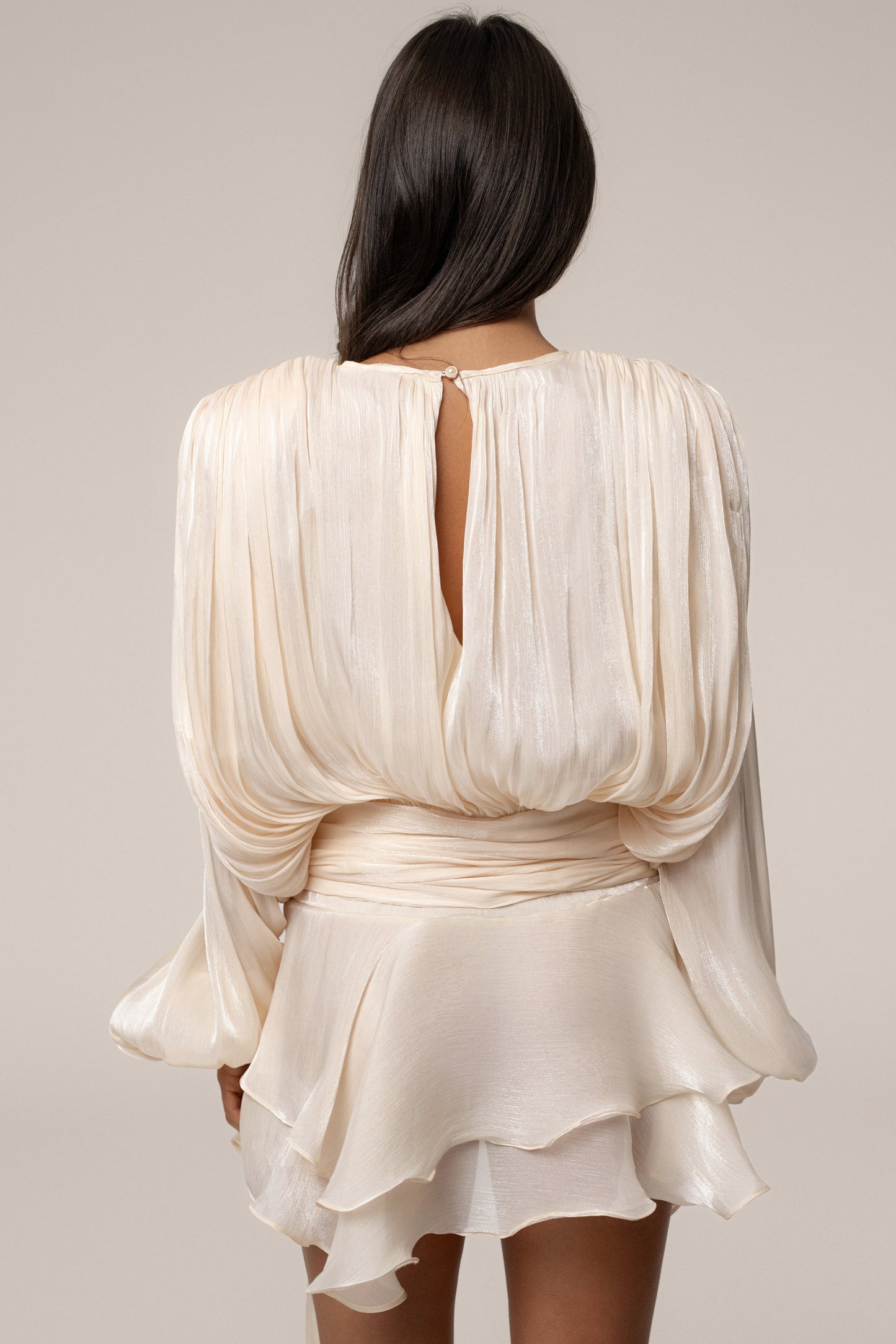 Cream Pure Glow Draped Mini Dress