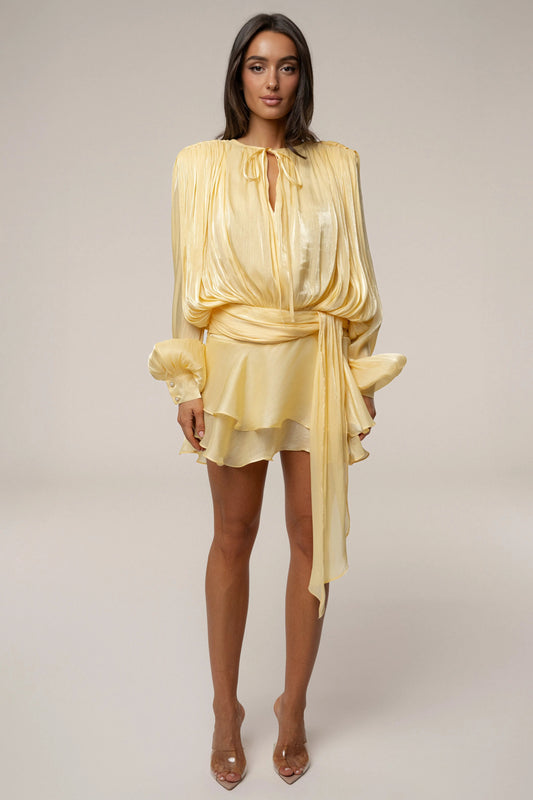 Yellow Pure Glow Draped Mini Dress
