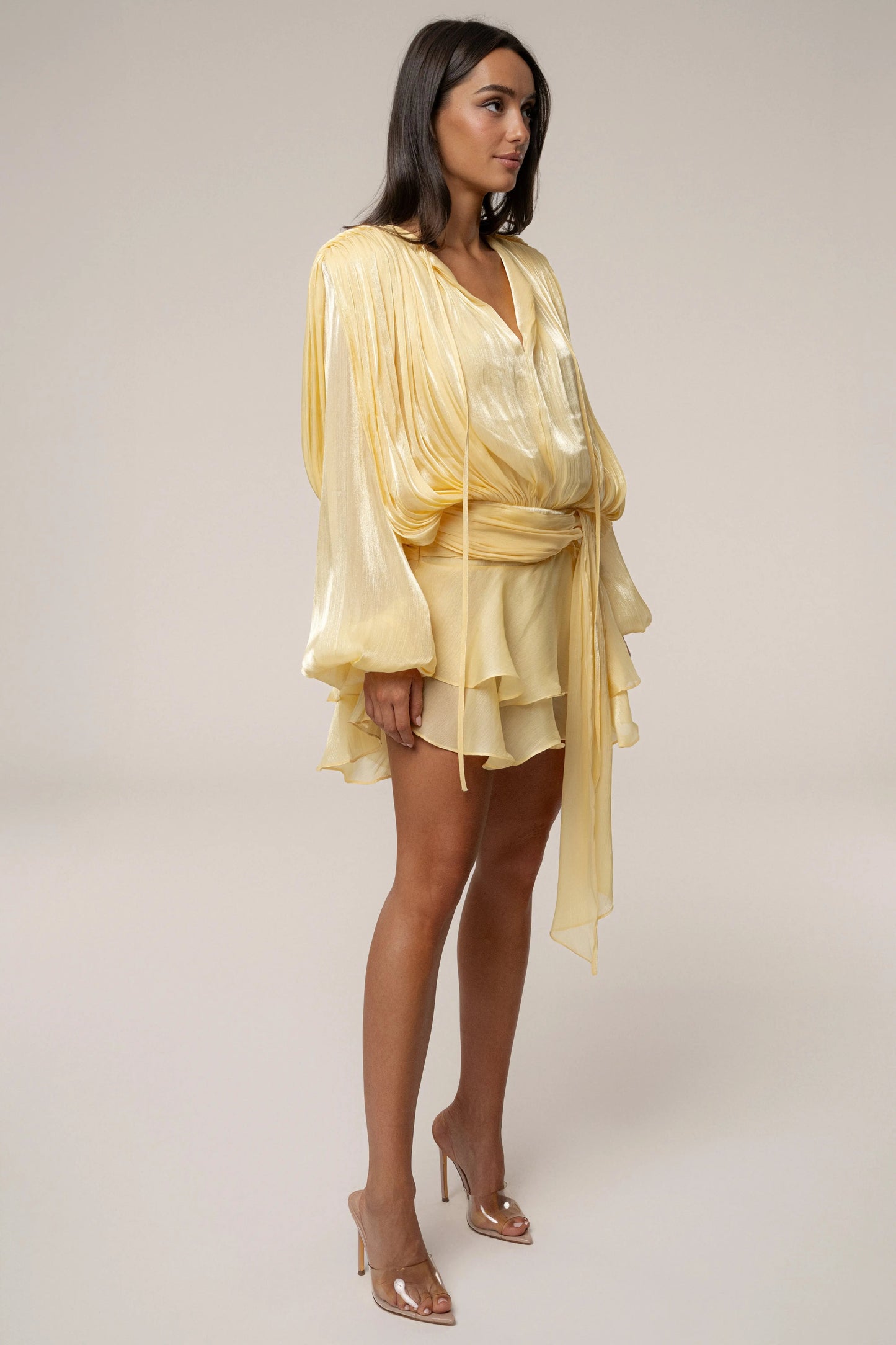 Yellow Pure Glow Draped Mini Dress
