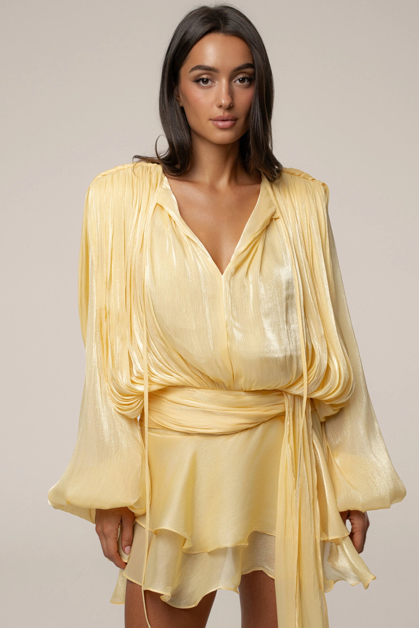 Yellow Pure Glow Draped Mini Dress