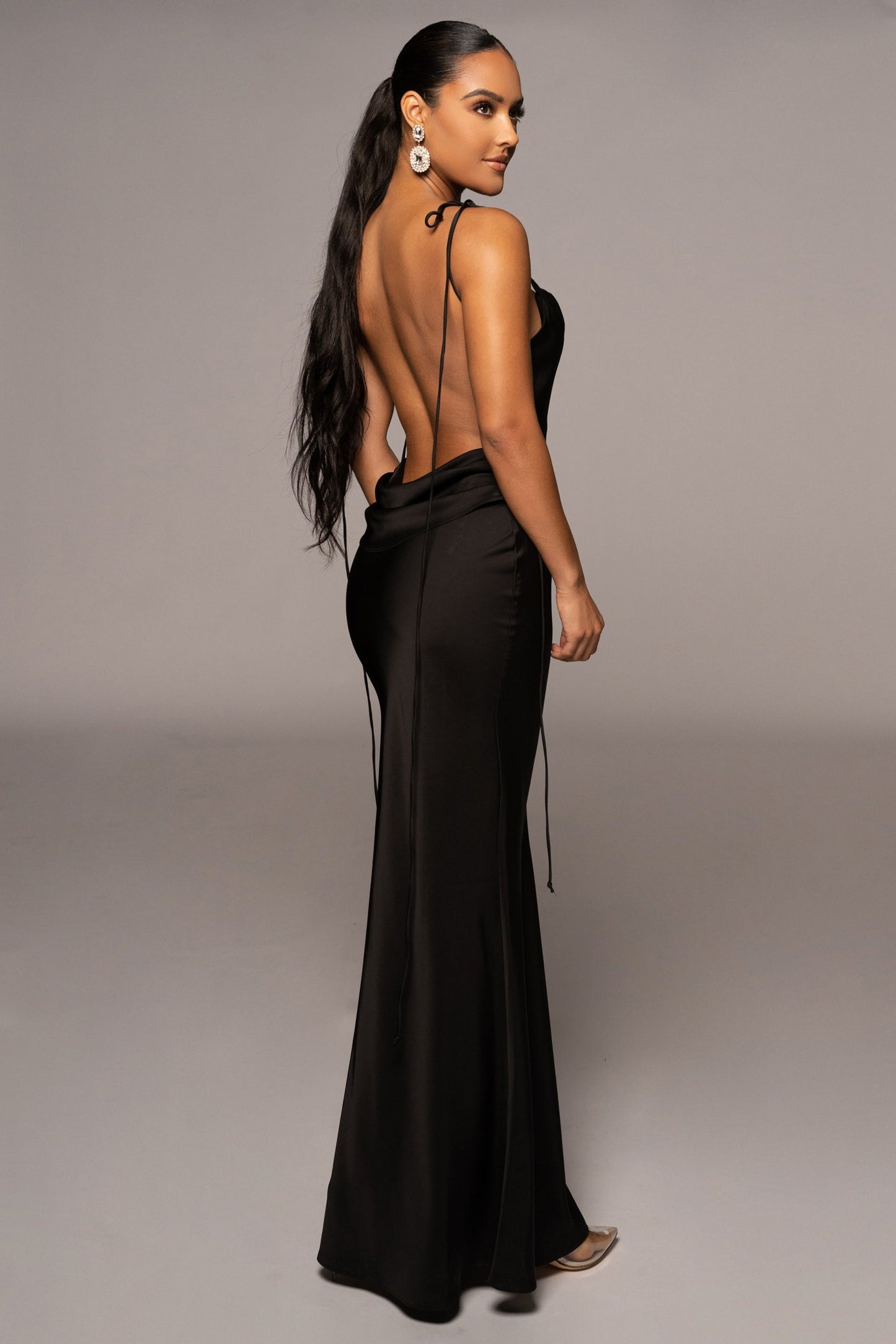 Black Irresistible Satin Maxi Dress