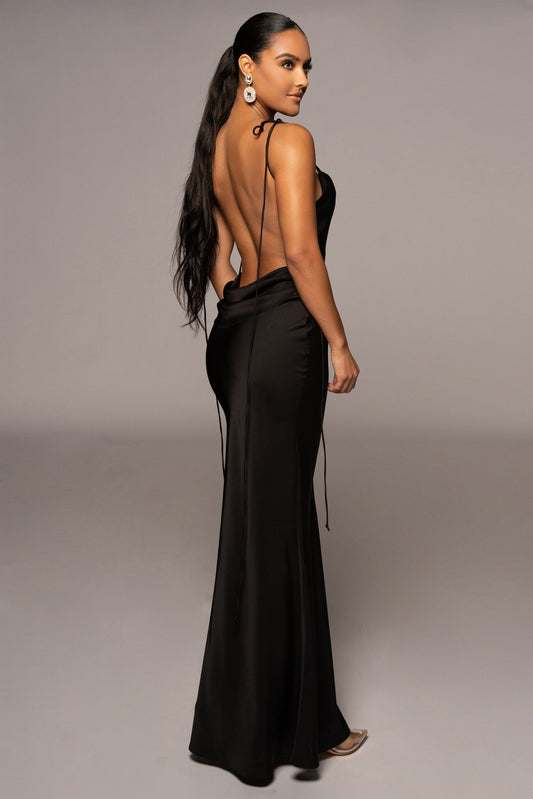 Black Irresistible Satin Maxi Dress