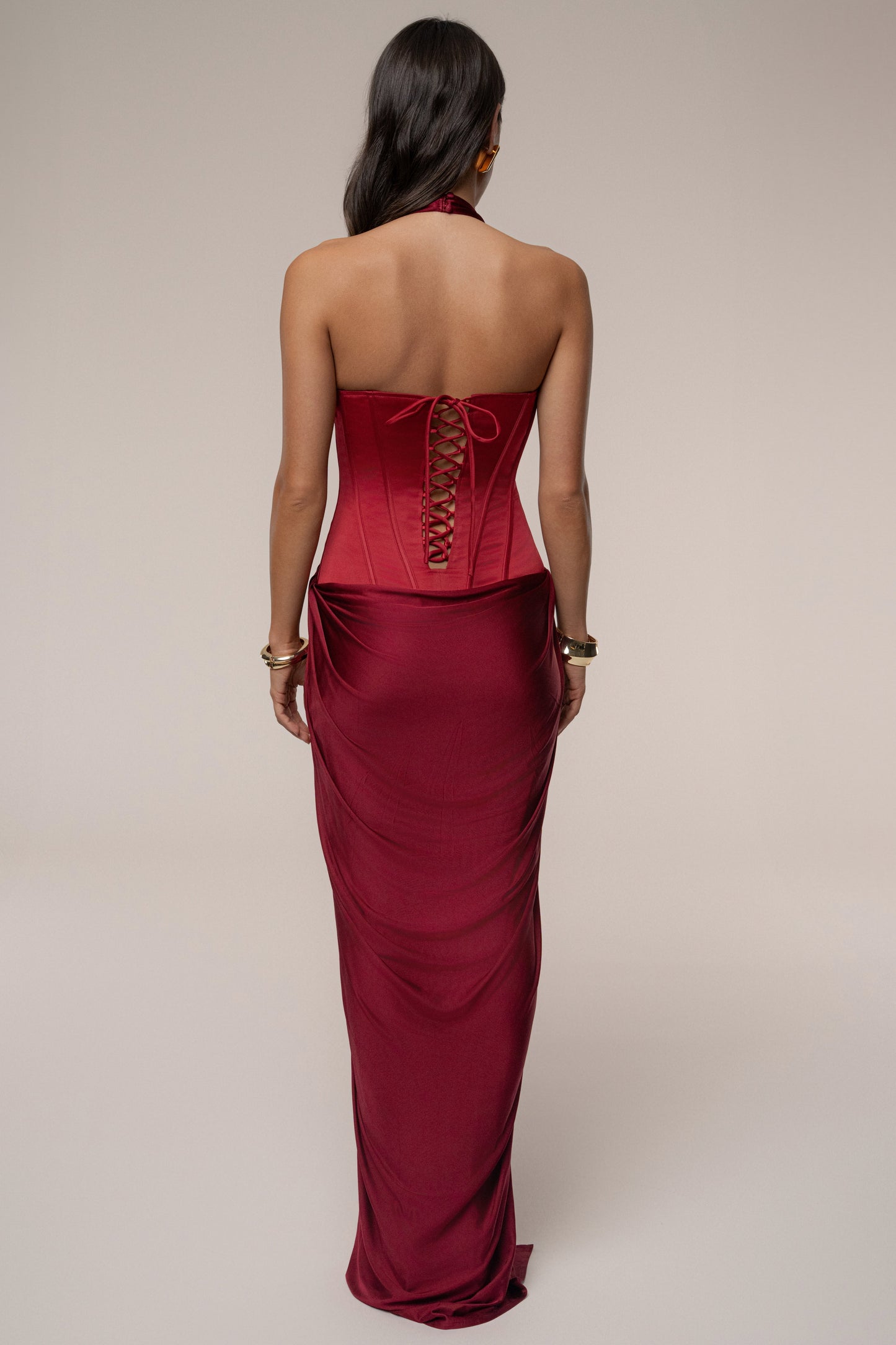 Burgundy Drape And Destiny Maxi Dress