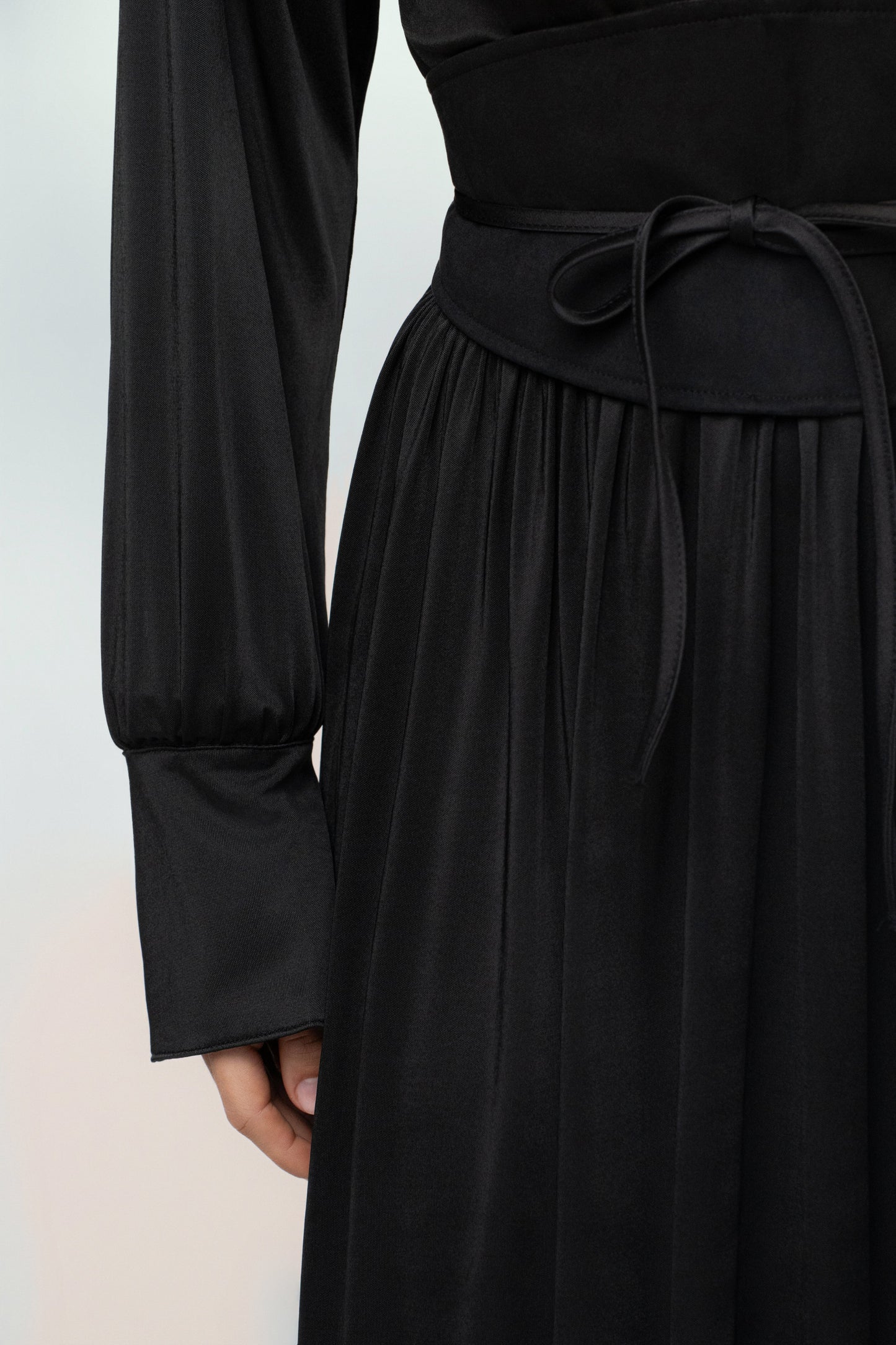 Black High Line Collar Maxi Dress