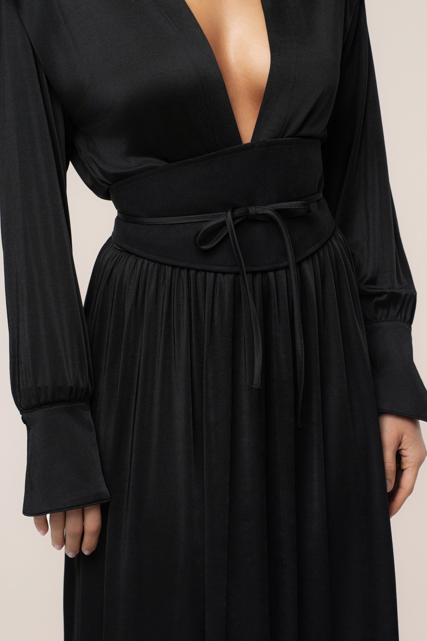 Black High Line Collar Maxi Dress