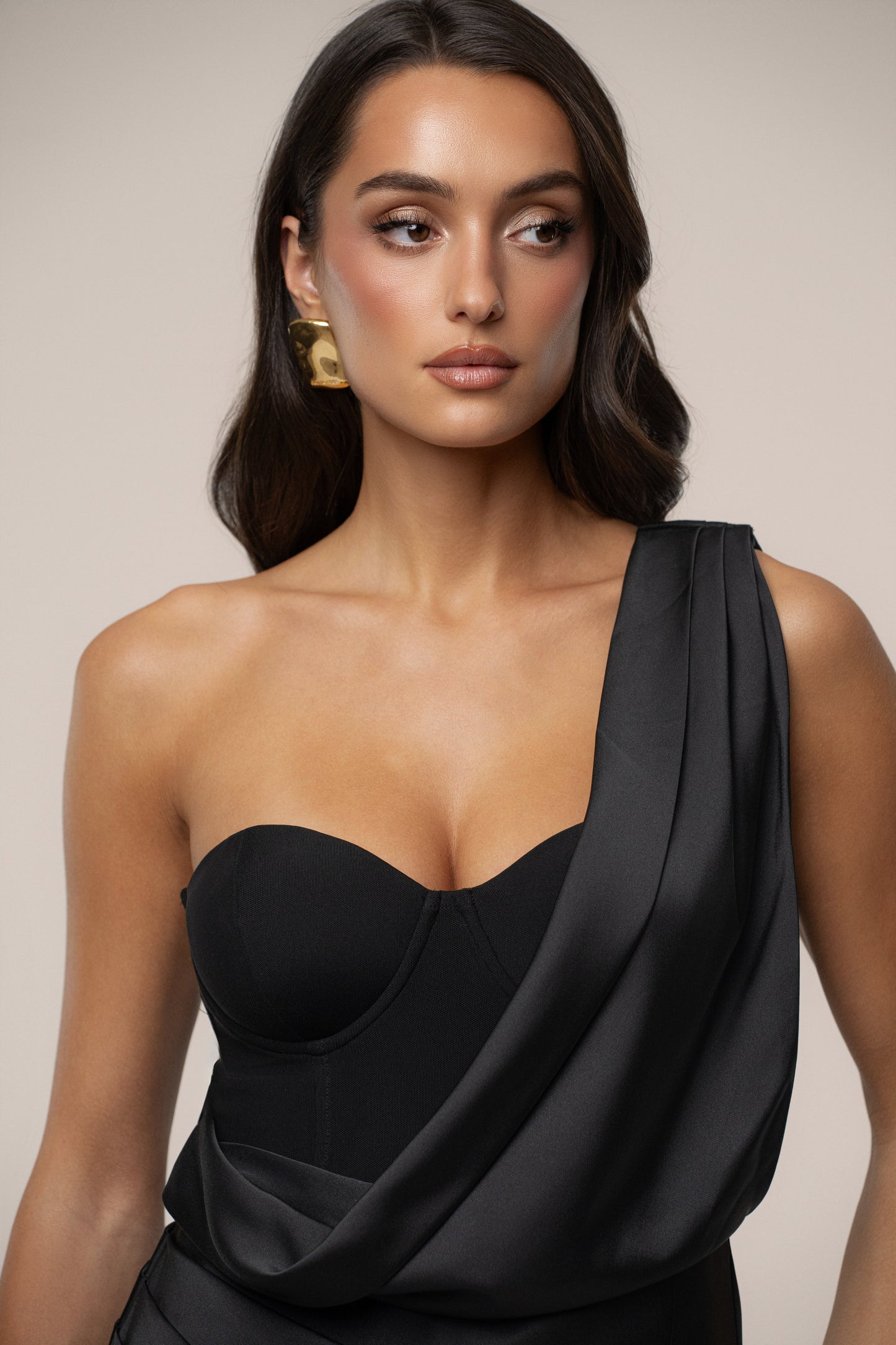 Black Draped Radiance Maxi Dress