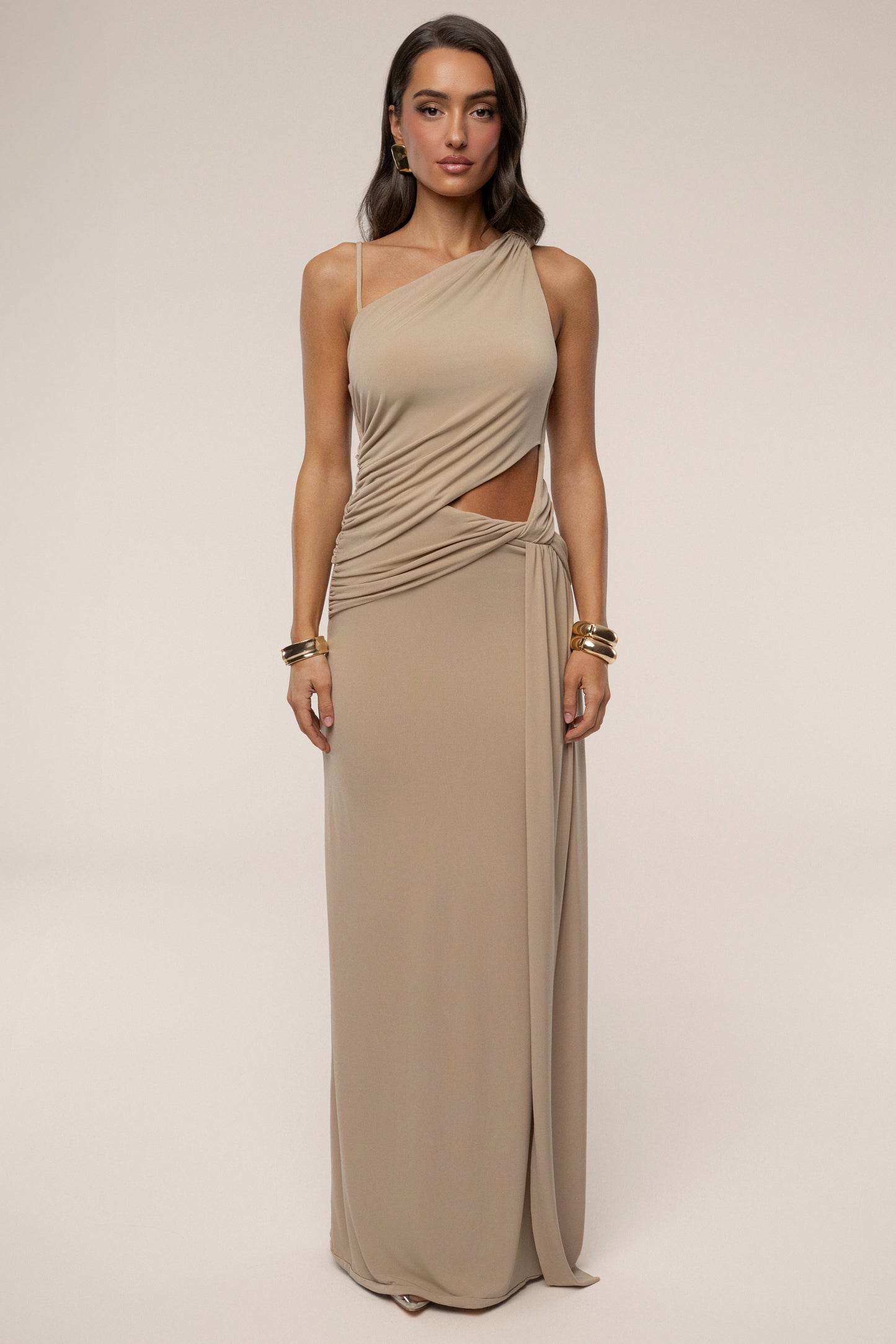 Taupe Astra Cutout Maxi Dress