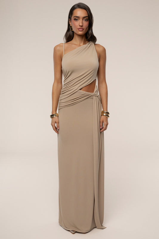 Taupe Astra Cutout Maxi Dress