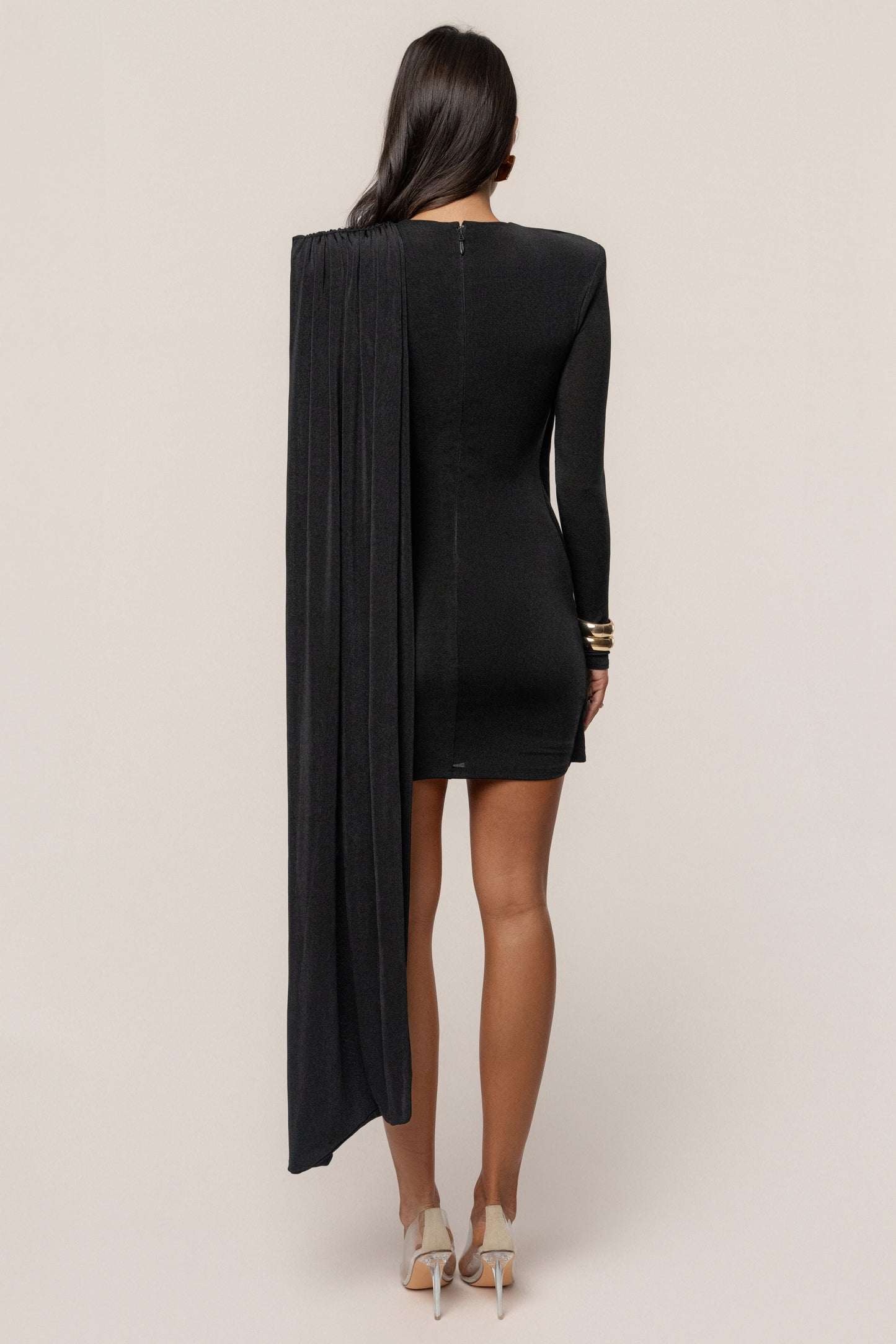 Black Midnight Draped  Mini Dress