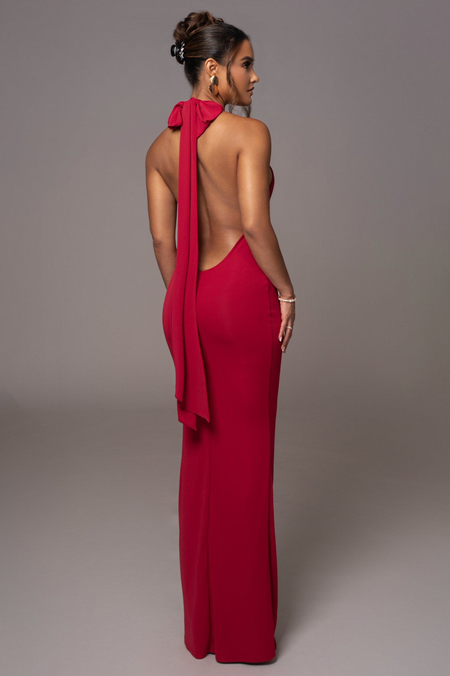 Red Golden Evening Maxi Gown