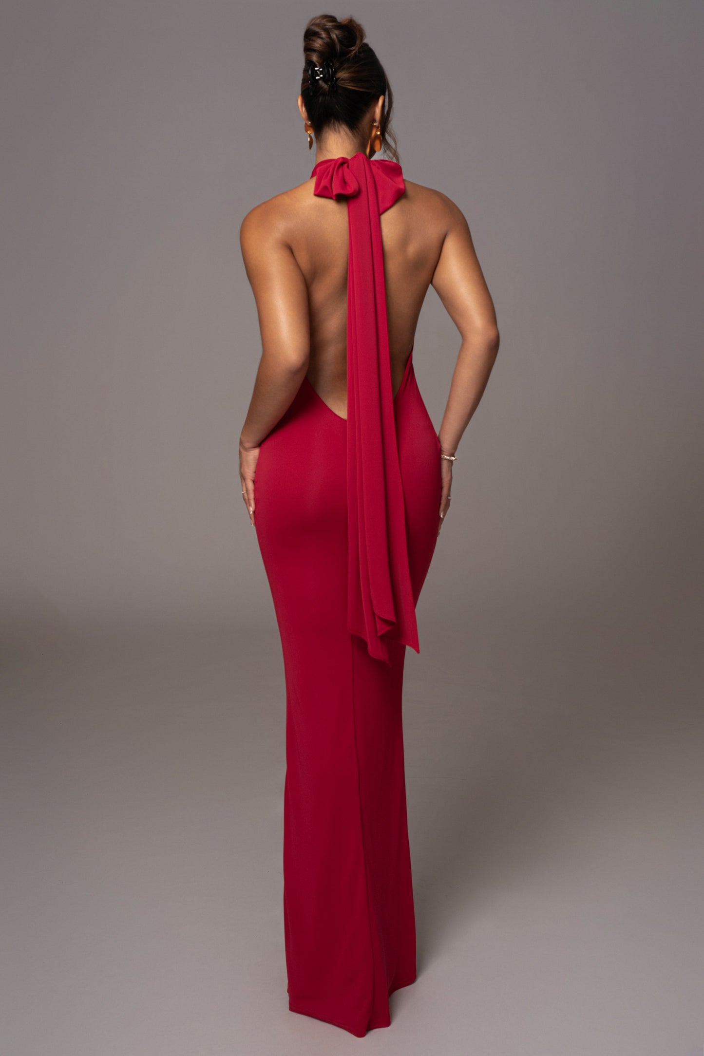 Red Golden Evening Maxi Gown