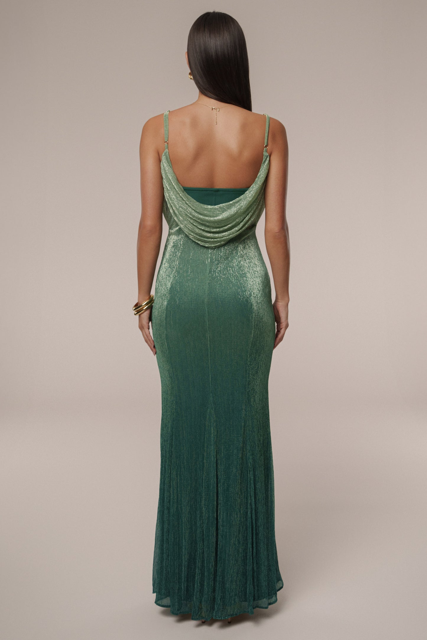 Green Shimmery Nights Maxi Dress